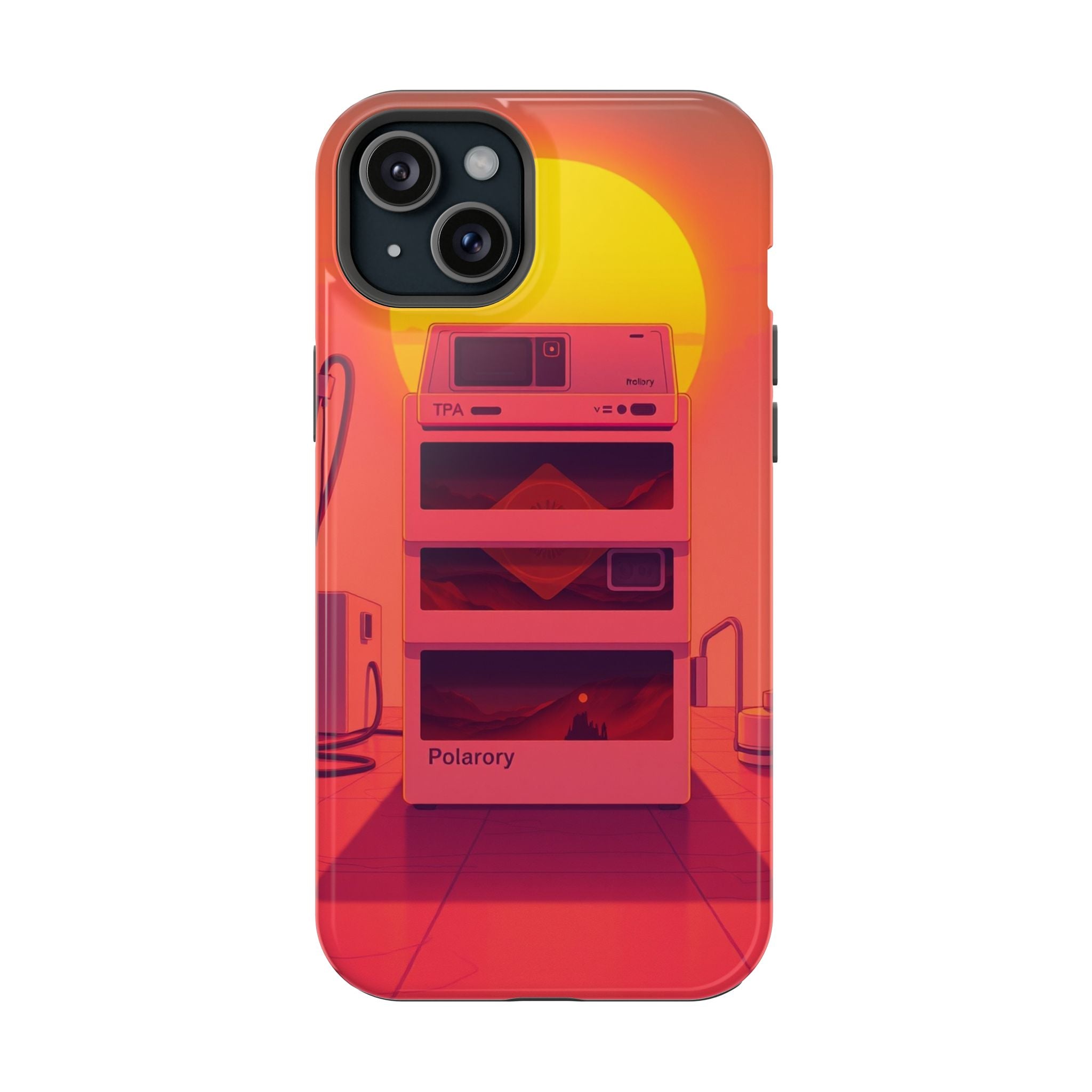 iPhone Polaroid Stack Memory Neon Cyberpunk Slim Everyday Designer Case · iPhone