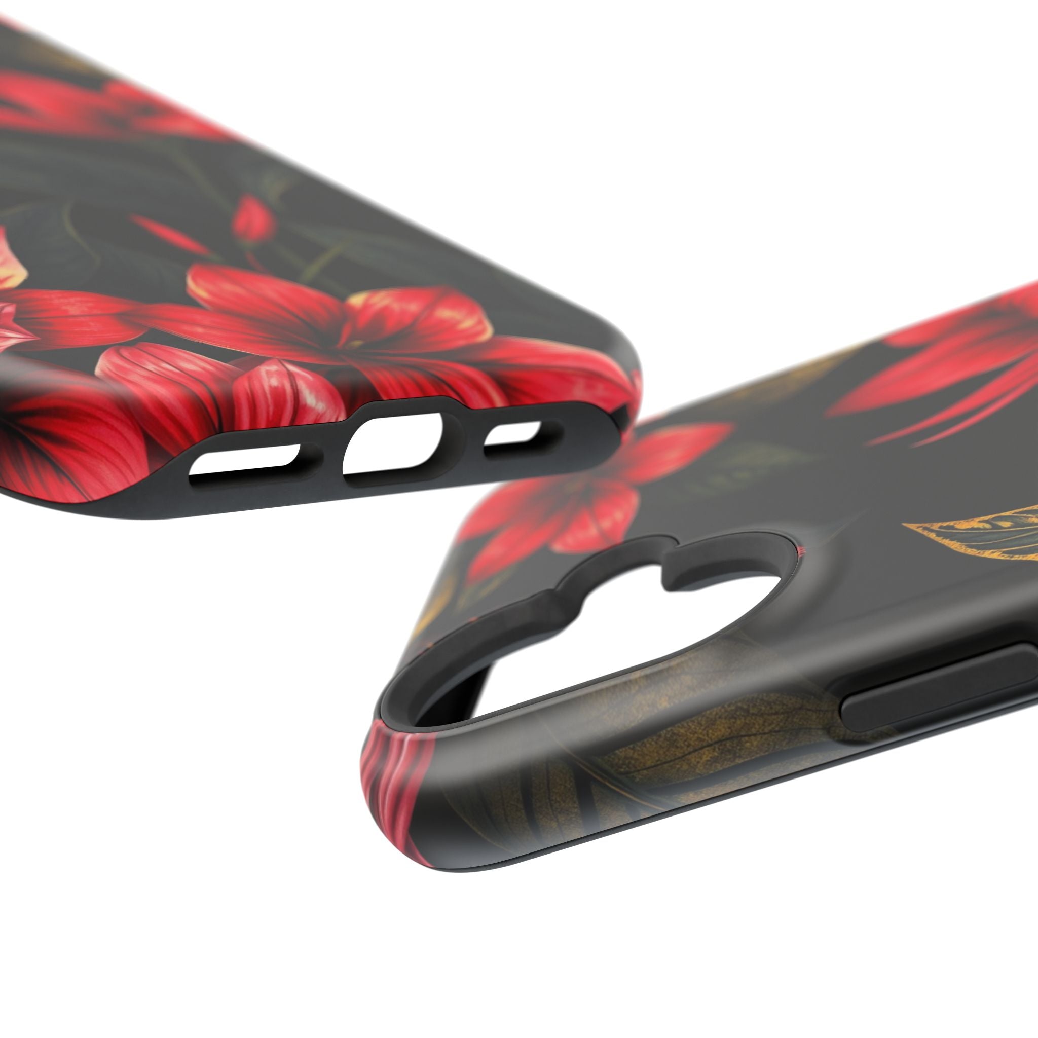 iPhone Black And Crimson Jungle Floral Slim Everyday Designer Case · iPhone Case
