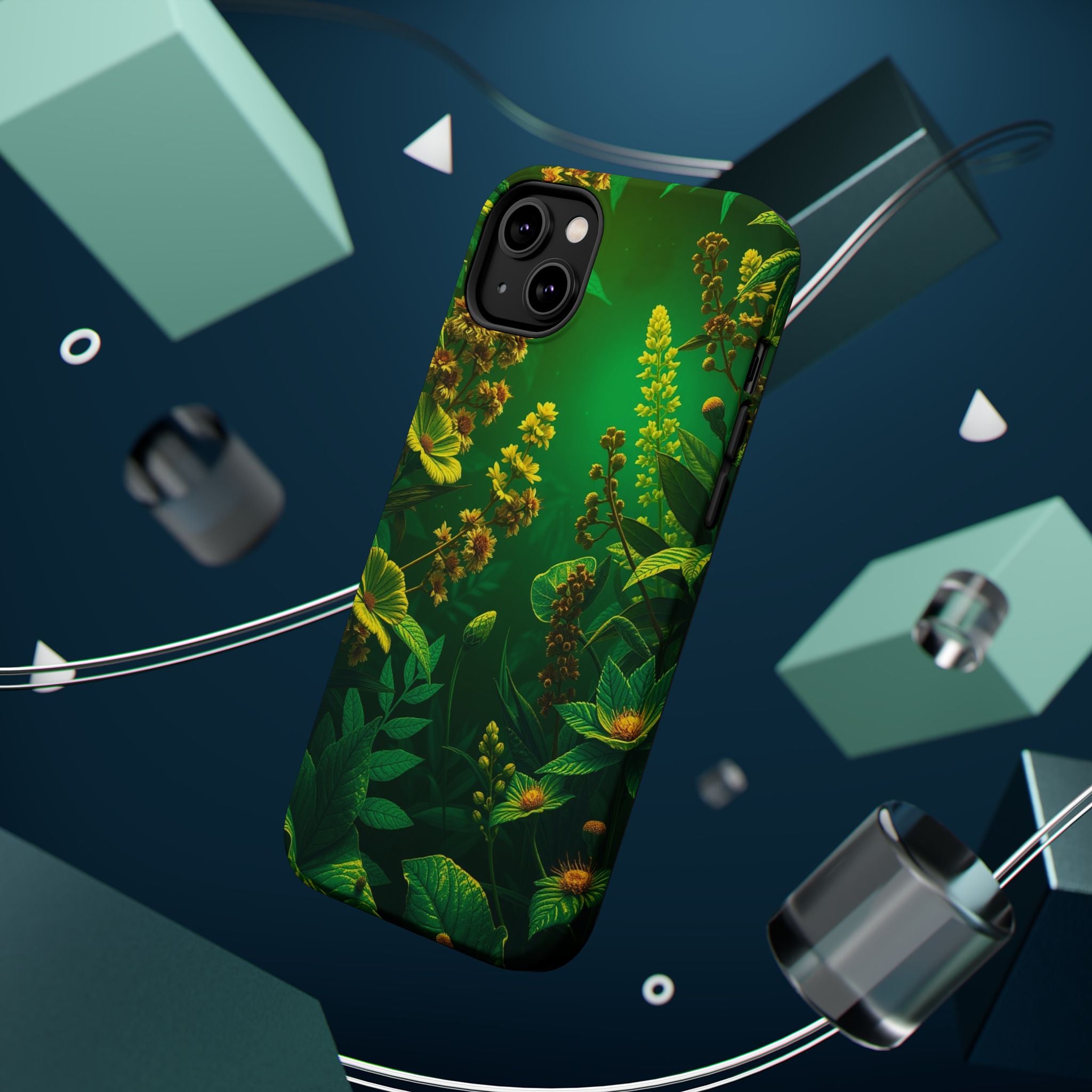 iPhone Emerald Green And Gold Vintage Botanicals Print Slim Snap Case · iPhone C
