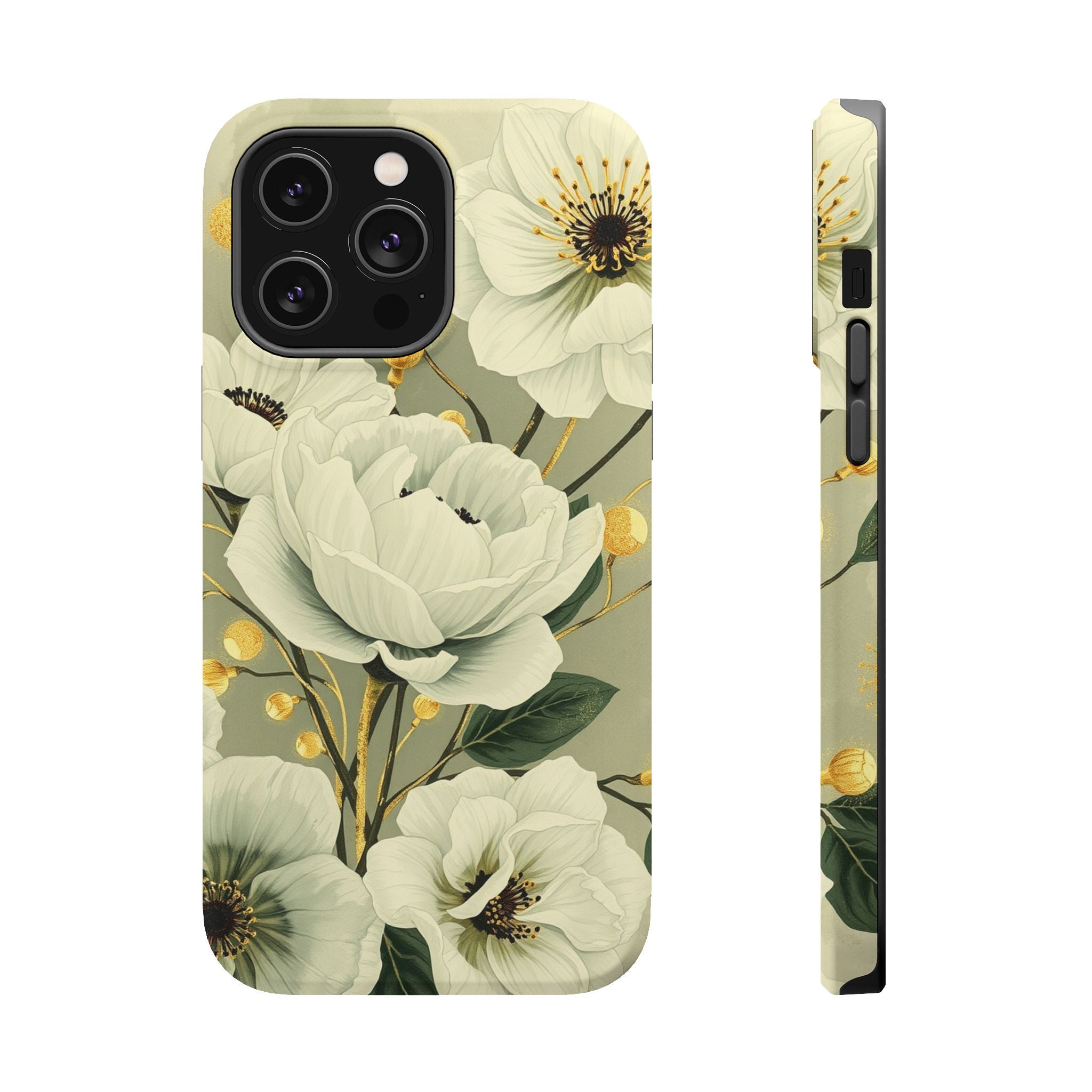 iPhone Sage And Ivory Floral Ink Wash Slim Everyday iPhone 14 Designer · iPhone
