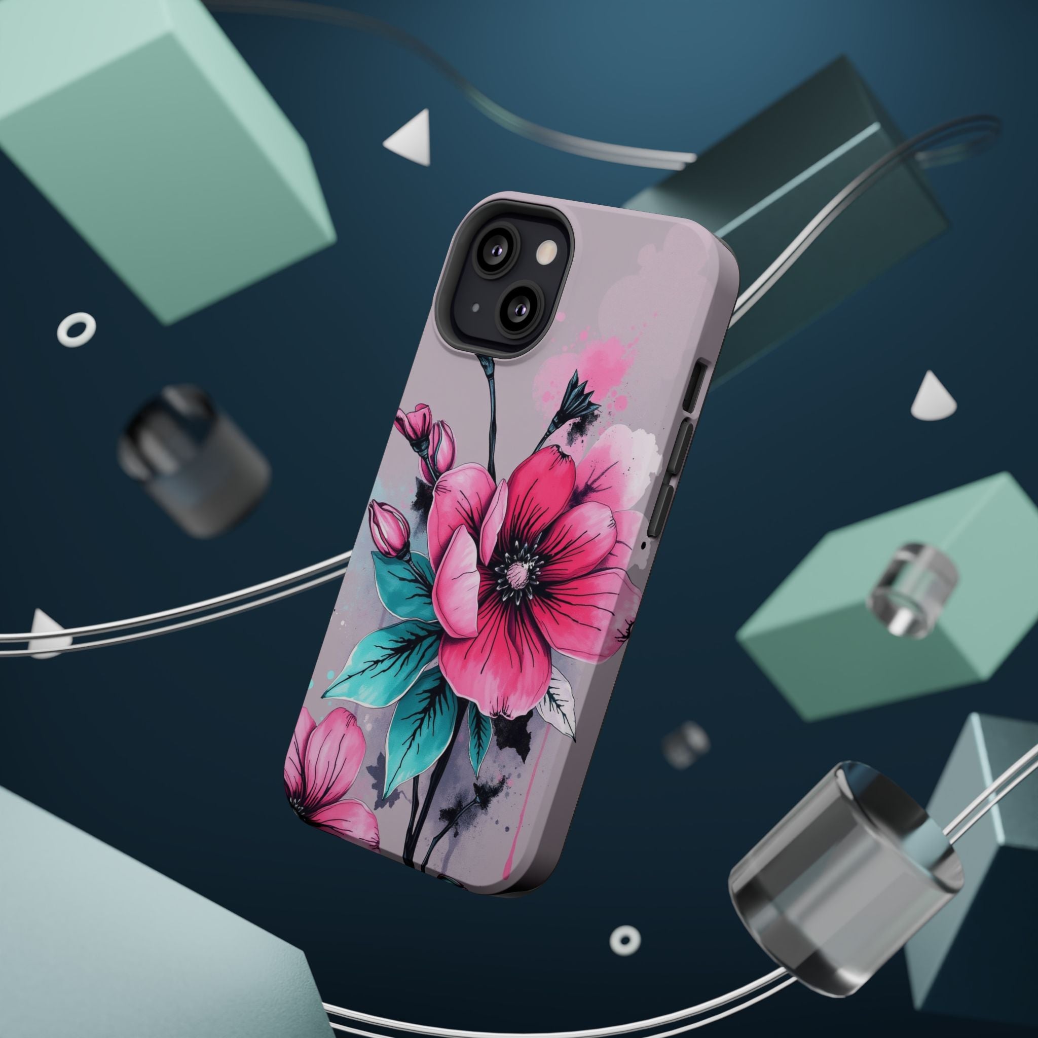 iPhone Mint And Blush Floral Ink Wash Slim Everyday Designer Case · iPhone Case