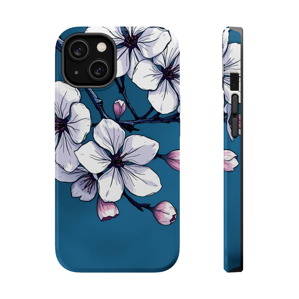 iPhone Midnight Blue And Silver Cherry Blossom Soft iPhone Finish · iPhone Case
