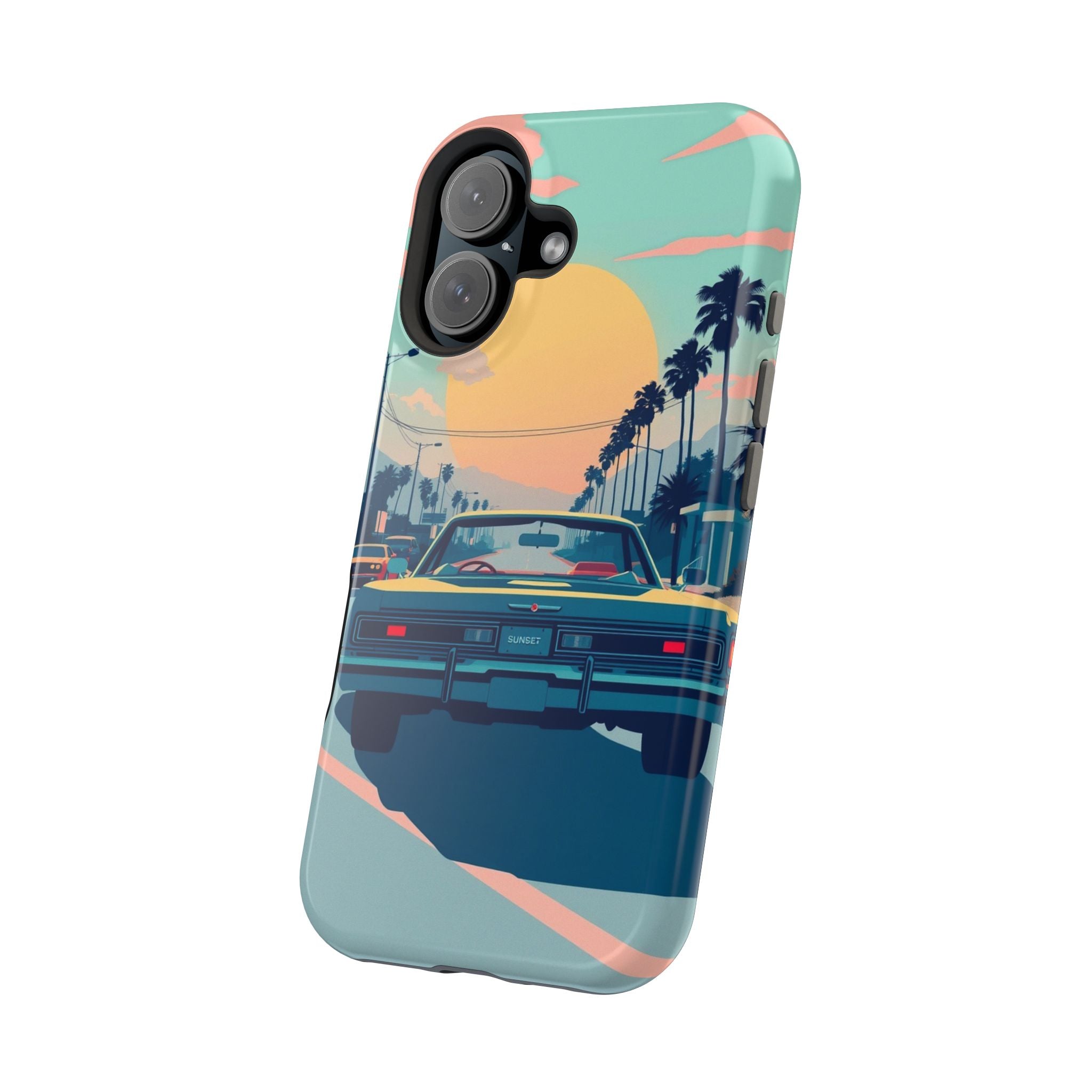 iPhone Sunset Drive 80s Pop Art Bold Slim Everyday Designer Case · iPhone Case