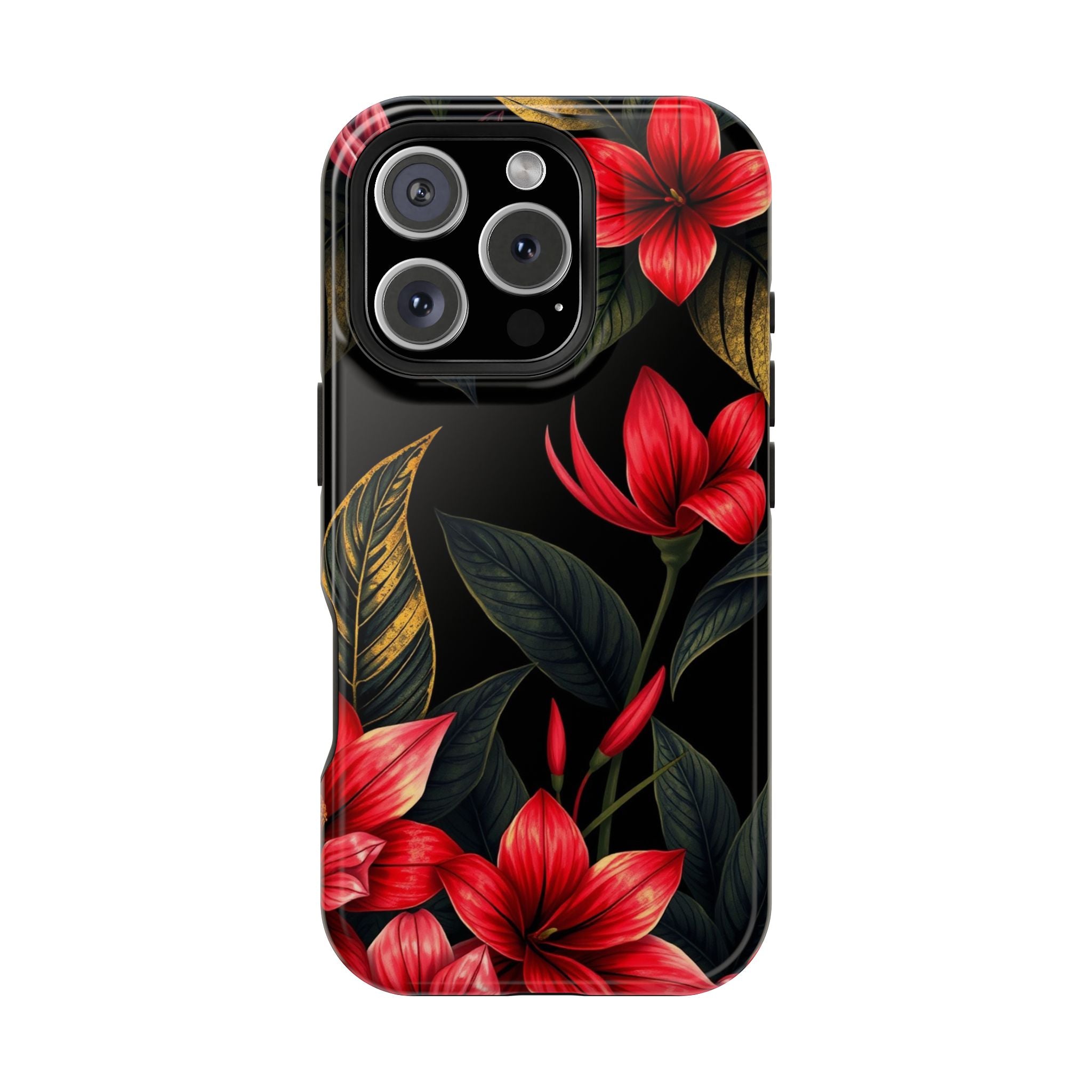 iPhone Black And Crimson Jungle Floral Slim Everyday Designer Case · iPhone Case