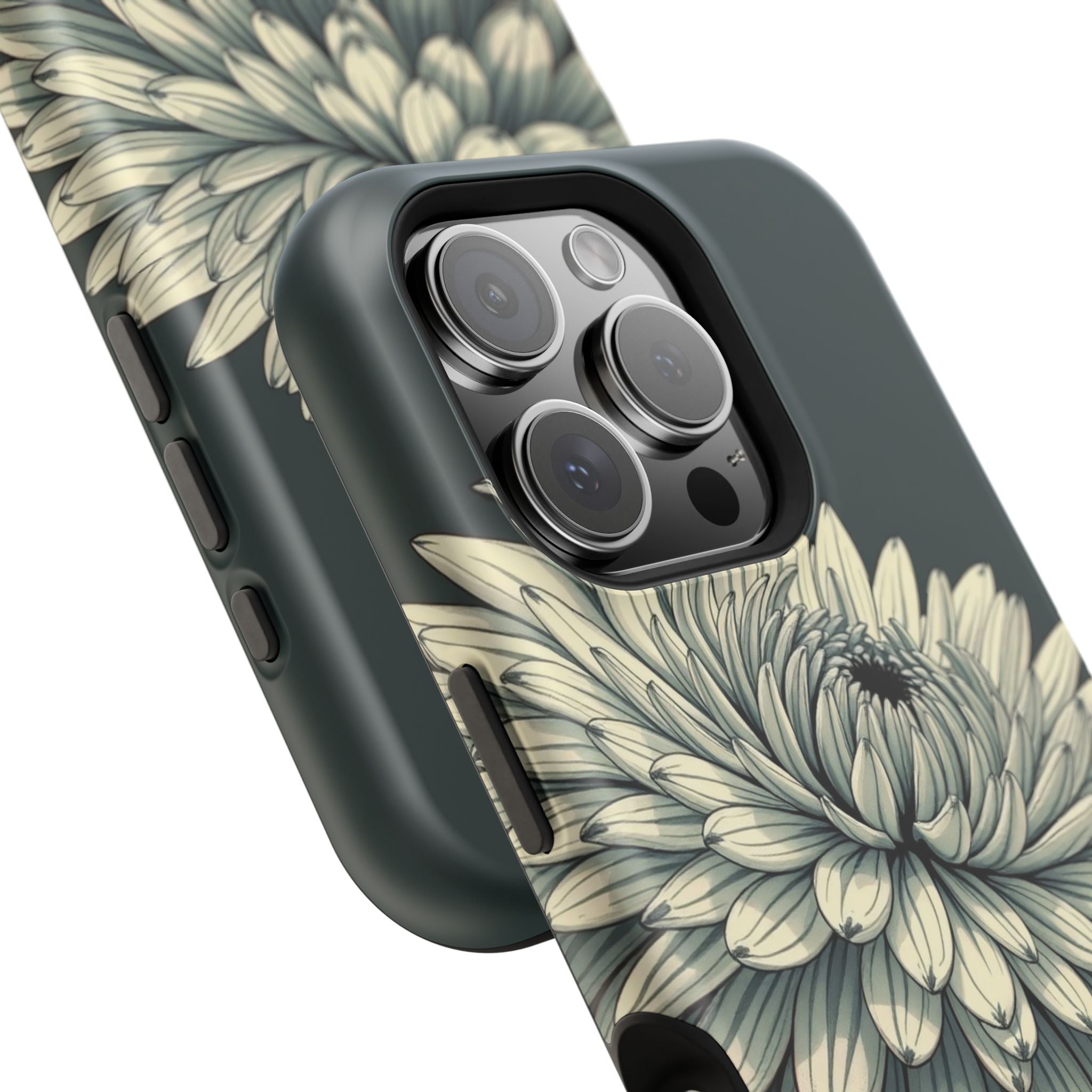 iPhone Chrysanthemum Classic Dark Gothic Ink Carry Case Slim Snap Case · iPhone