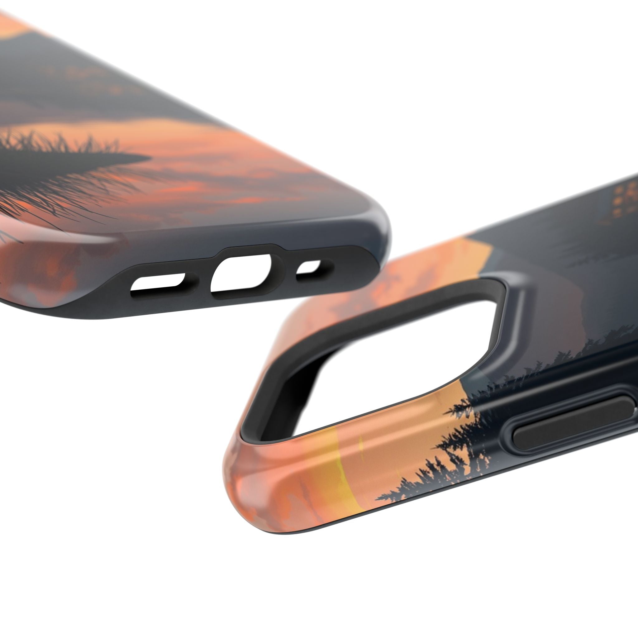 iPhone Sunset Amber And Peach Lake at Twilight Soft iPhone Finish · iPhone Case