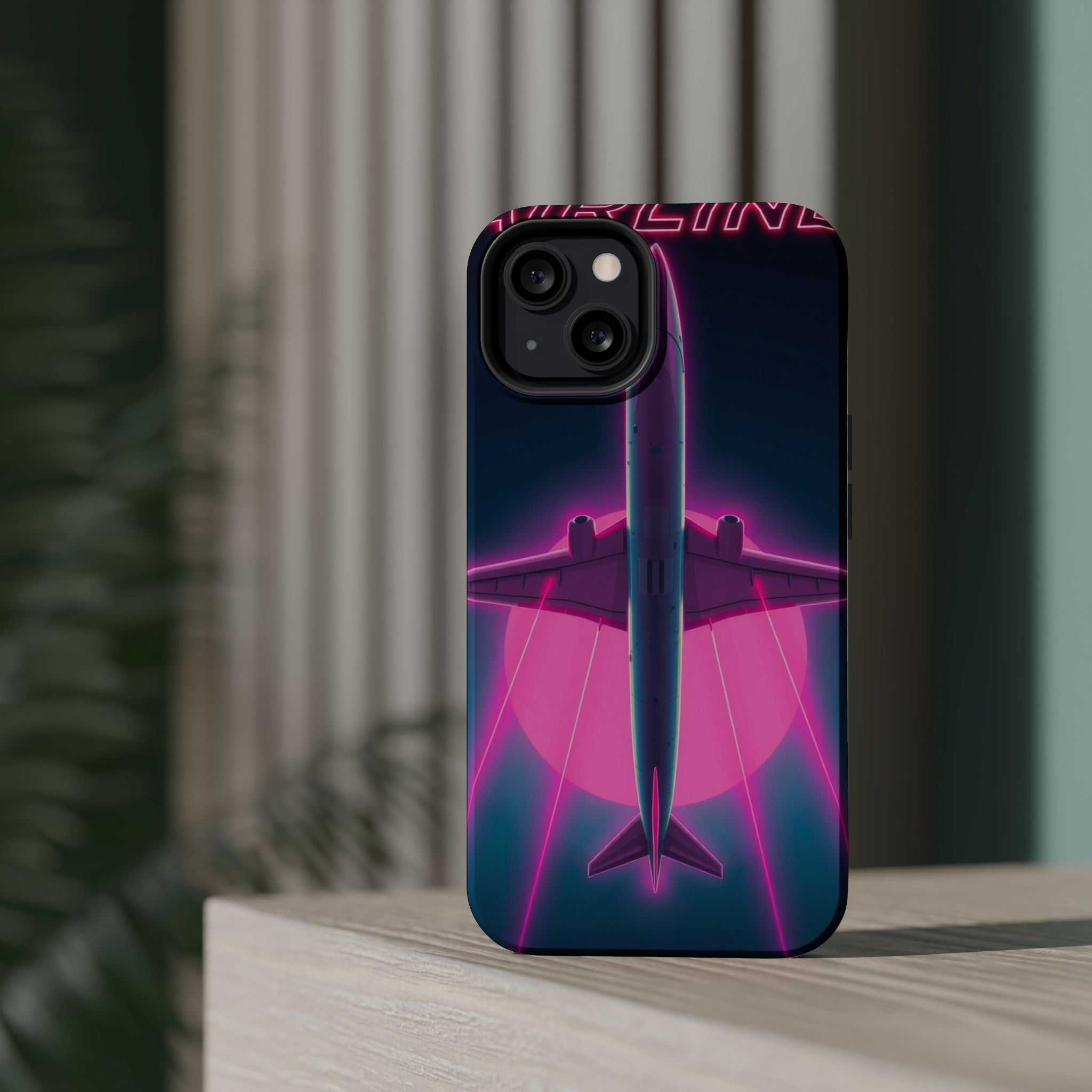 iPhone Cyan And Magenta Retro Airline Poster Slim Everyday Designer Case · iPhon