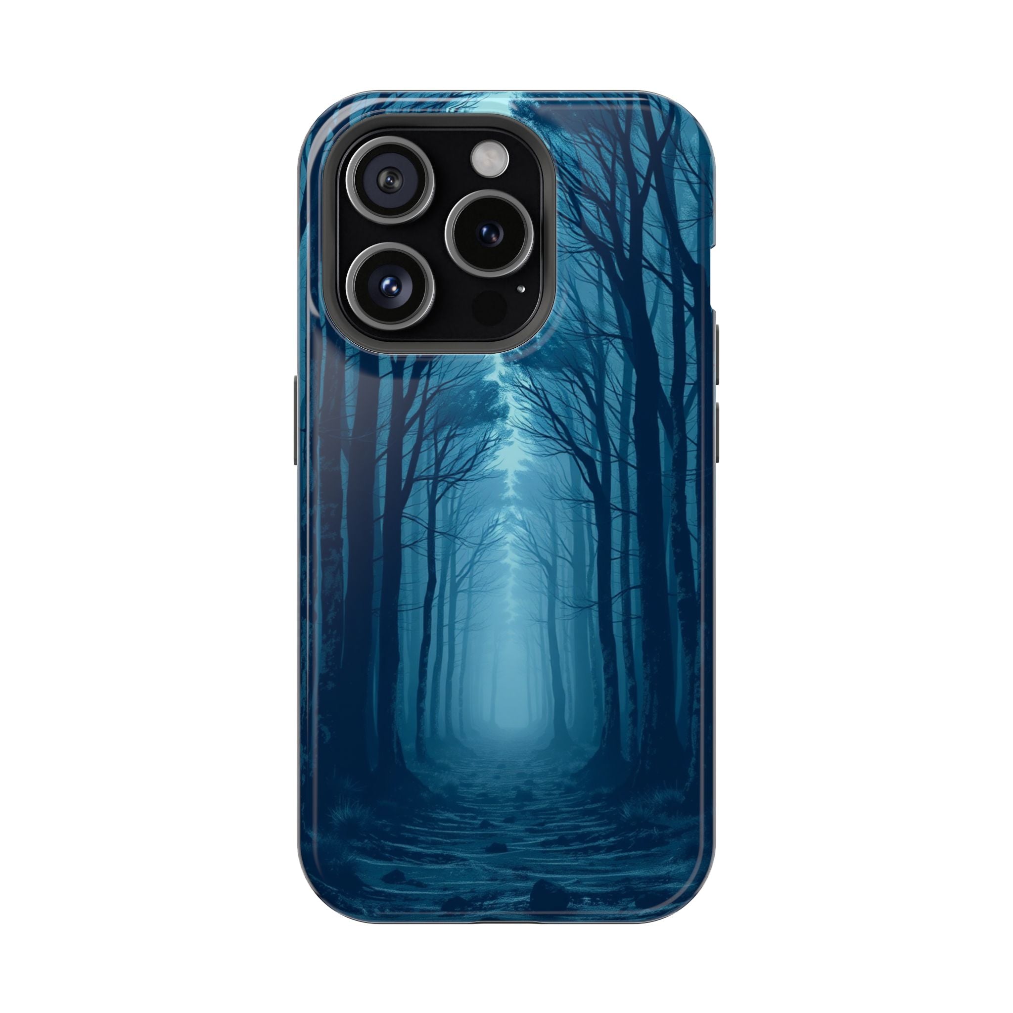 iPhone Midnight Blue And Silver Misty Forest Path iPhone Clean Minimal · iPhone
