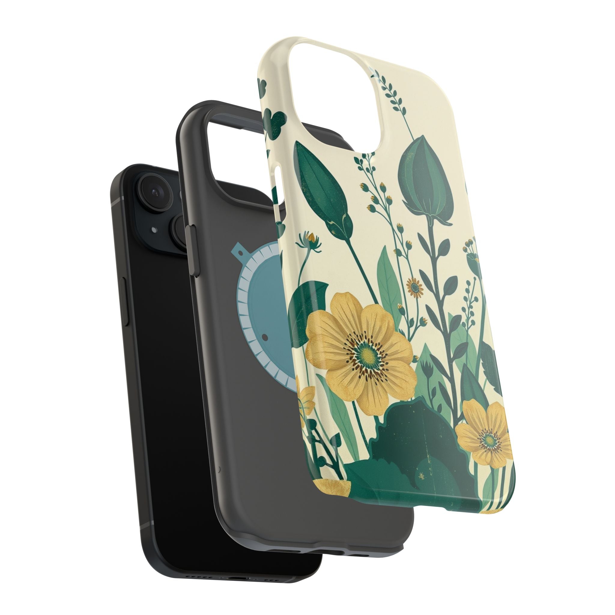 iPhone Emerald Green And Gold Pressed Botanicals Clean iPhone Minimal · iPhone C