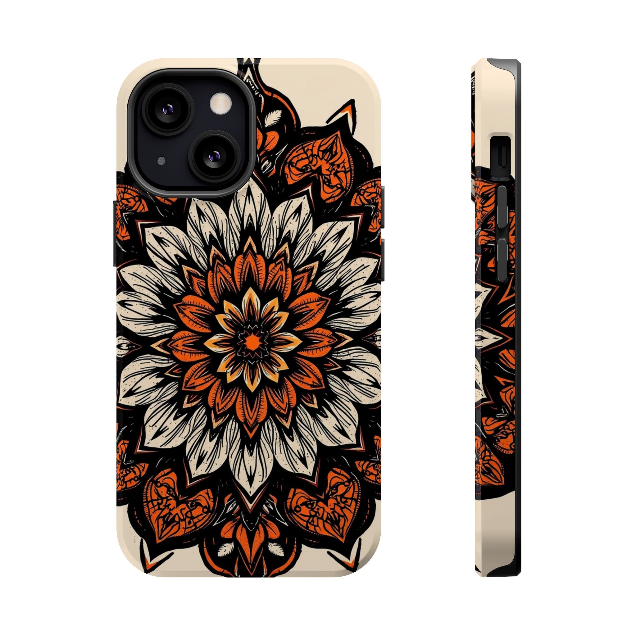 iPhone Burnt Orange And Sand Floral Mandala Slim Snap Cas Carry Case · iPhone Ca