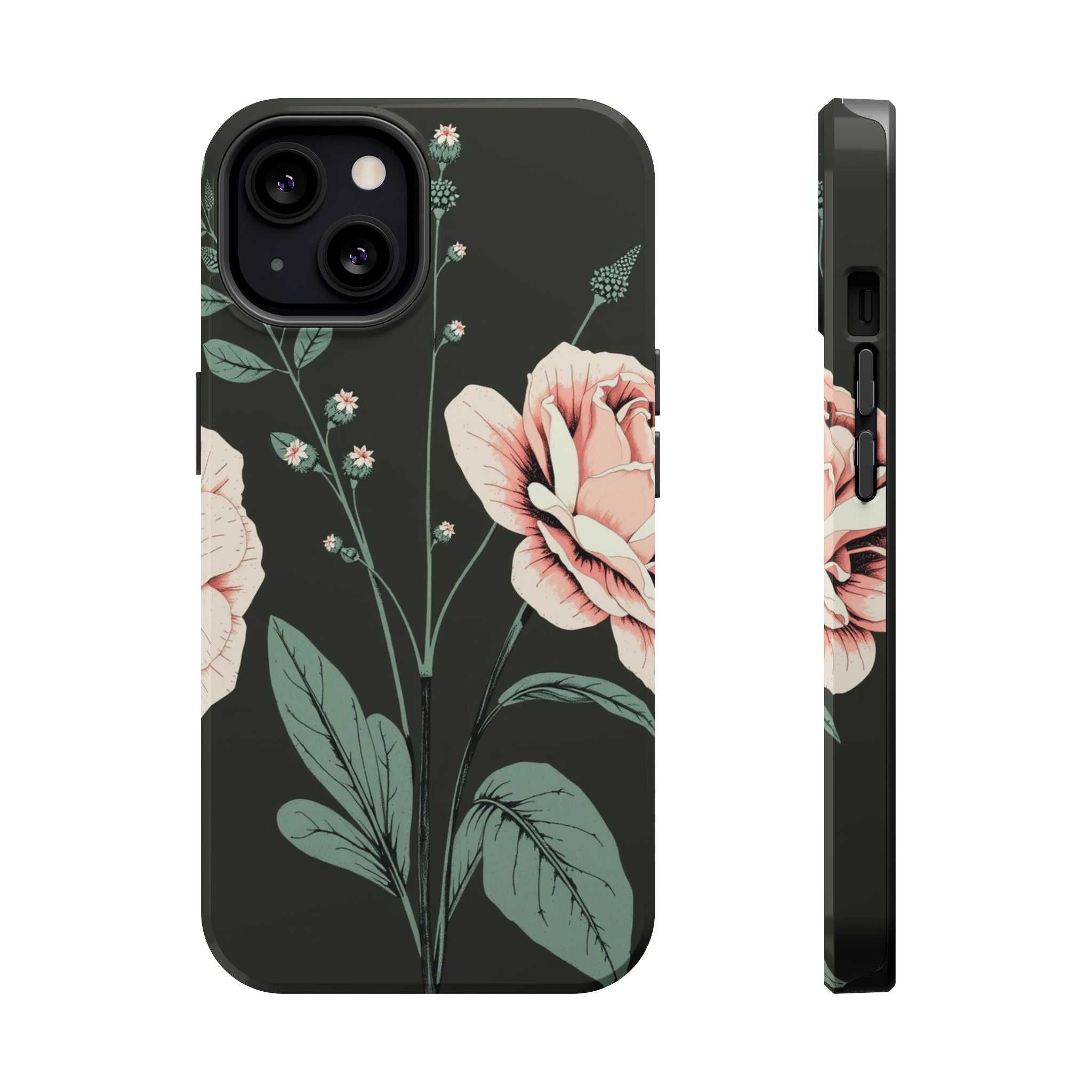 iPhone Mint And Blush Vintage Botanical Print Slim Everyday Designer Case · iPho