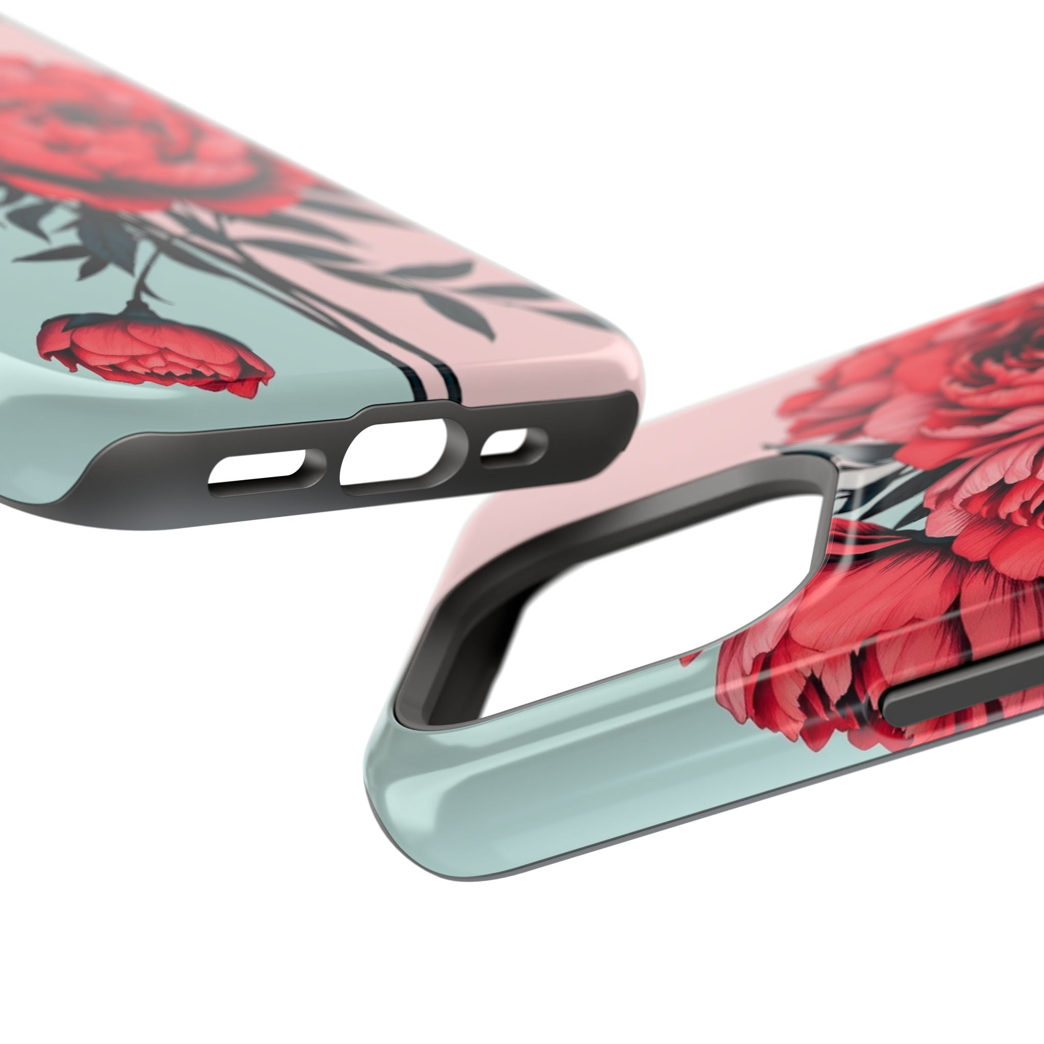 iPhone Teal And Coral Peony Bouquet Artistic Everyday Cas Slim Snap Case · iPhon