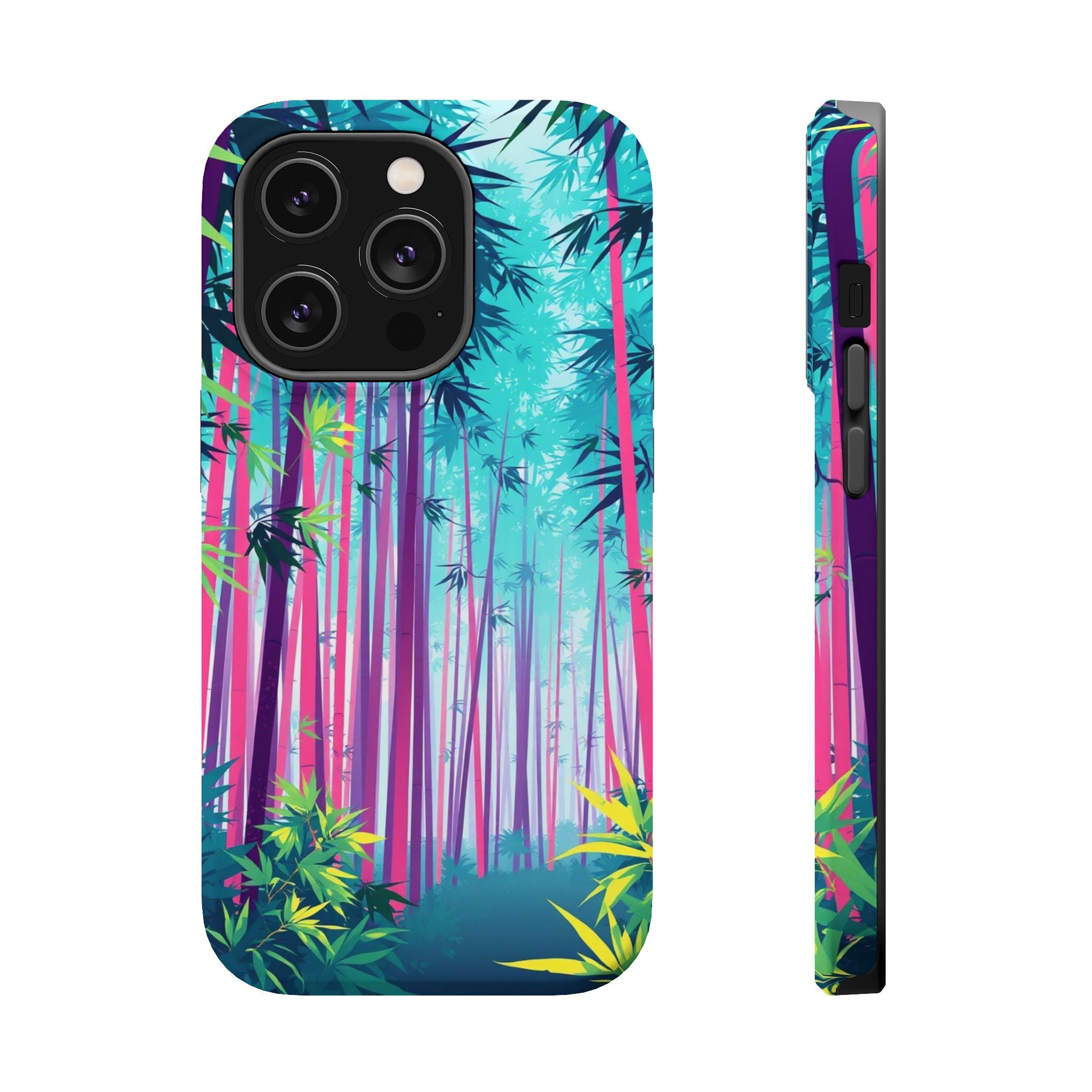 iPhone Cyan And Magenta Bamboo Grove Slim Everyday Designer Case · iPhone Case