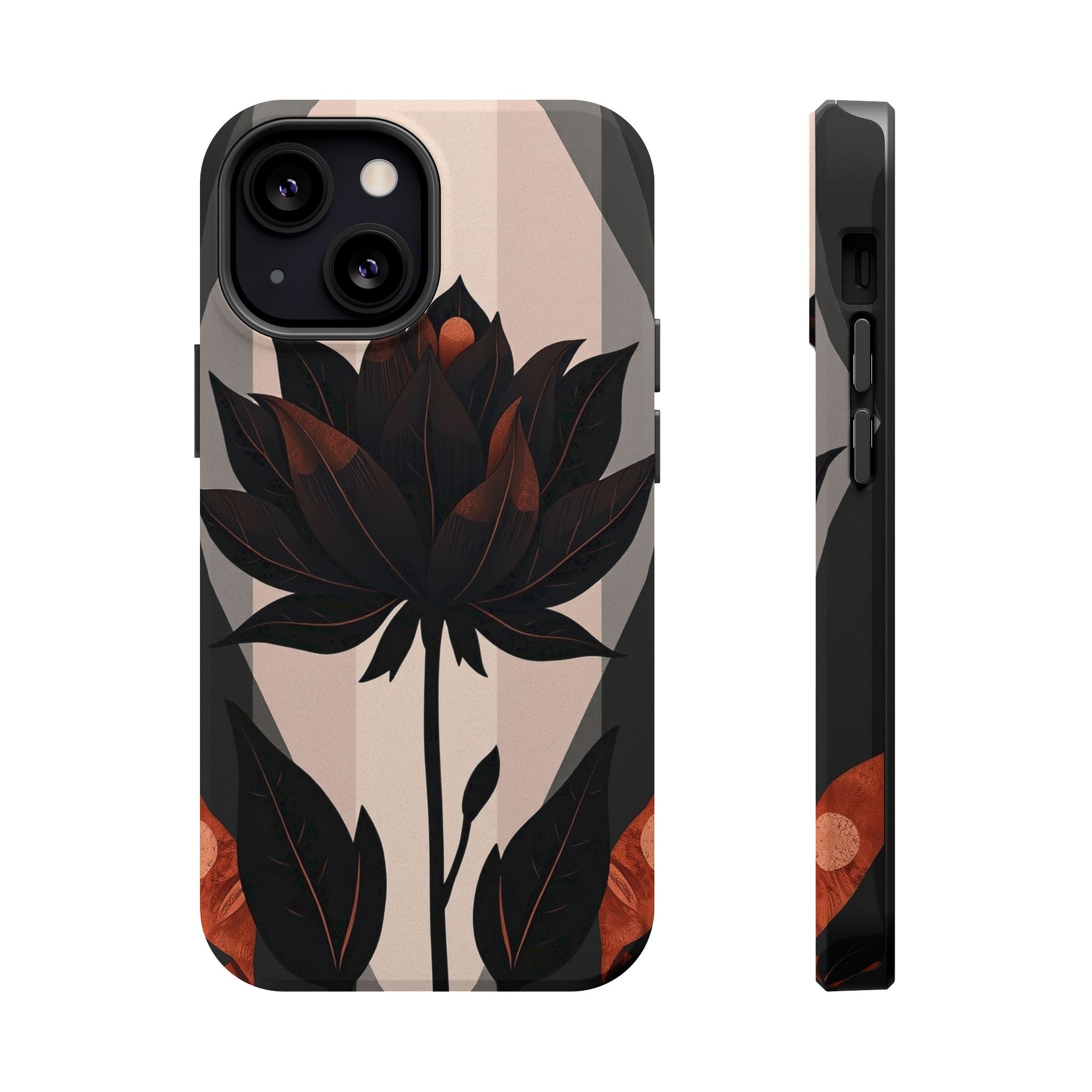 iPhone Charcoal And Copper Floral Silhouette Slim iPhone Everyday · iPhone Case