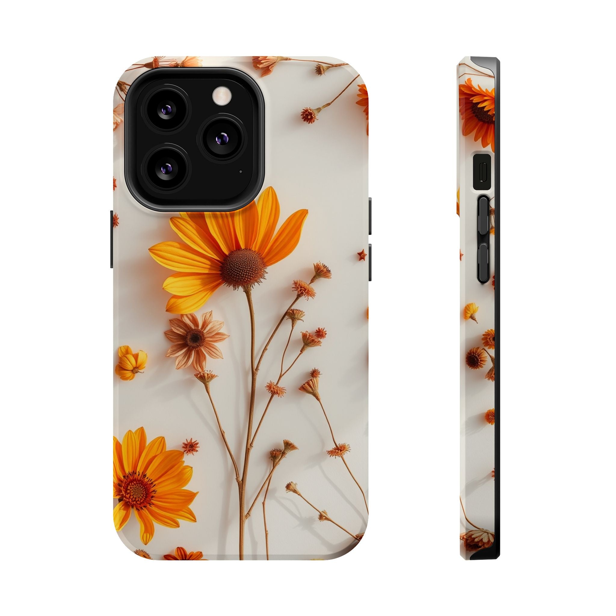 iPhone Mustard And Rust Dried Flower Flat Lay Carry Case Slim Snap Case · iPhone