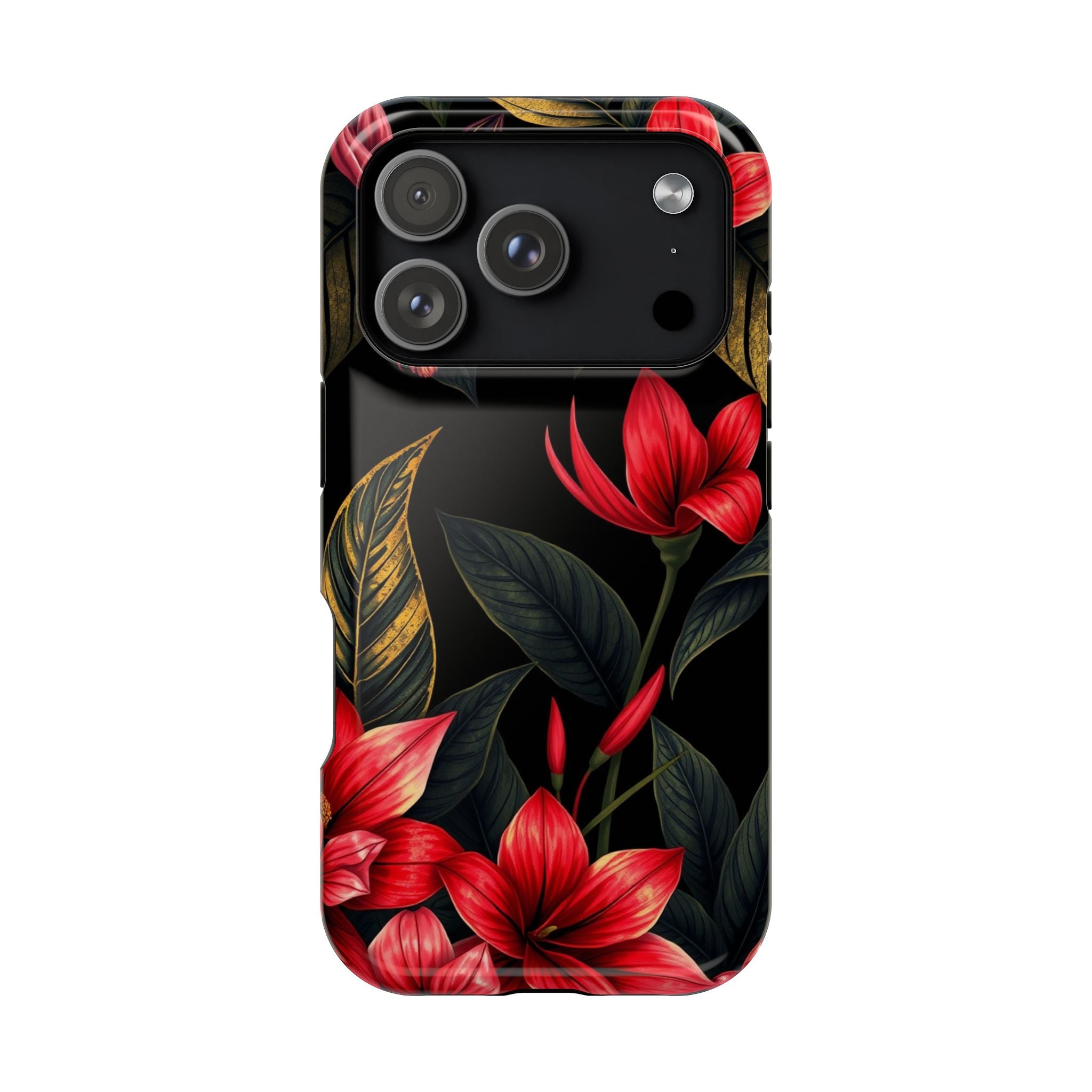 iPhone Black And Crimson Jungle Floral Slim Everyday Designer Case · iPhone Case