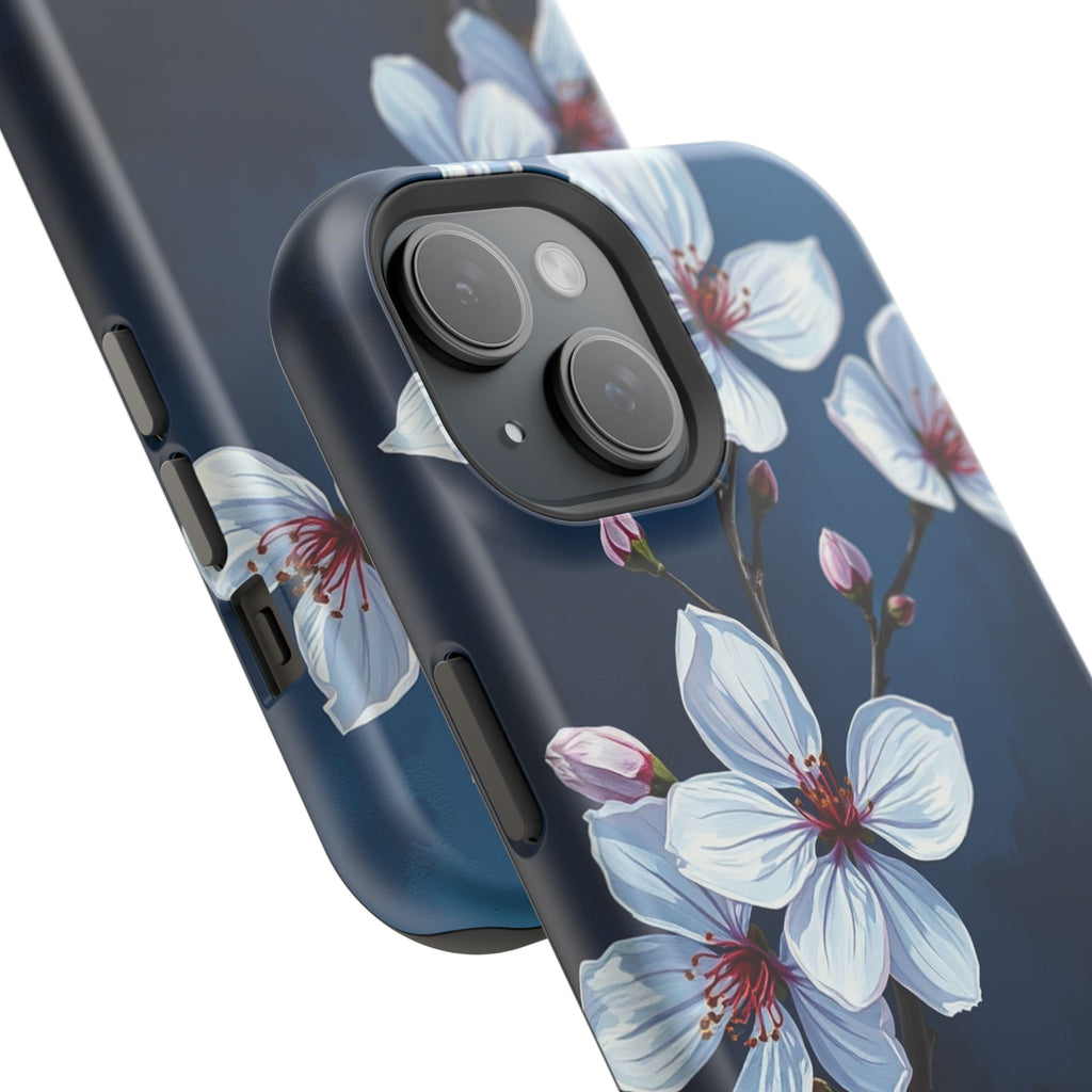 iPhone Midnight Blue And Silver Cherry Blossom Soft iPhone Finish · iPhone Case