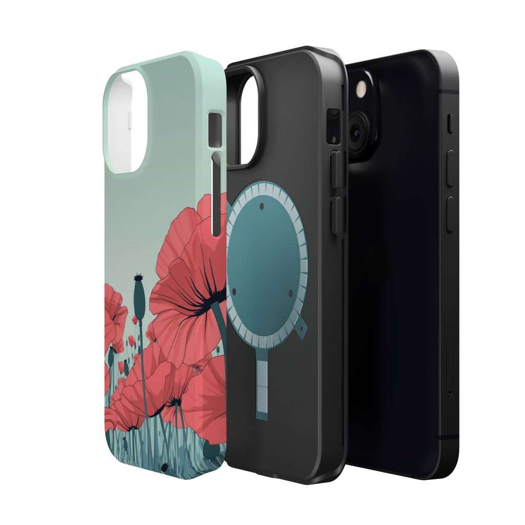 iPhone Mint And Blush Poppy Field Bold Modern Everyday Snap Case · iPhone Case