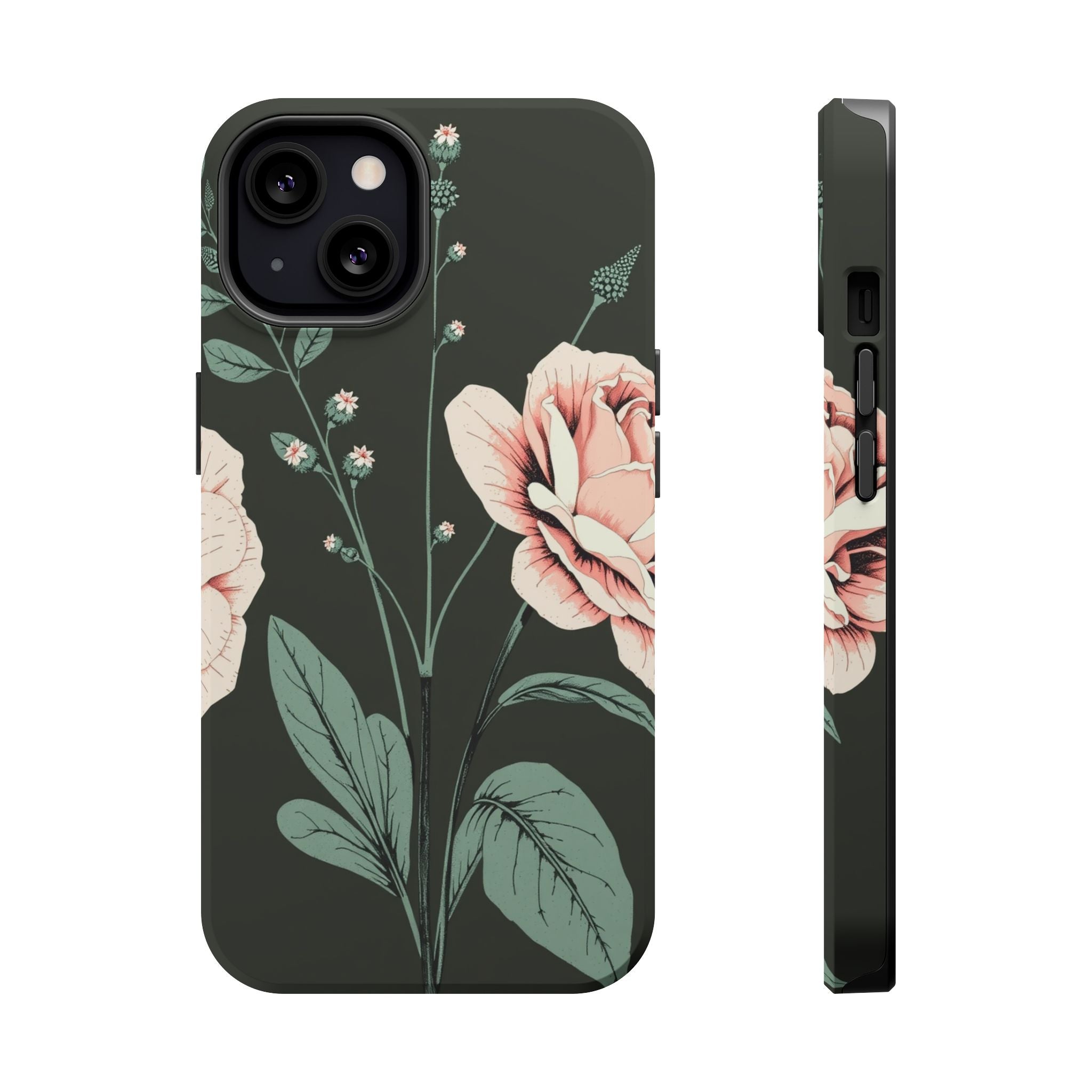 iPhone Mint And Blush Vintage Botanical Print Slim Everyday Designer Case · iPho
