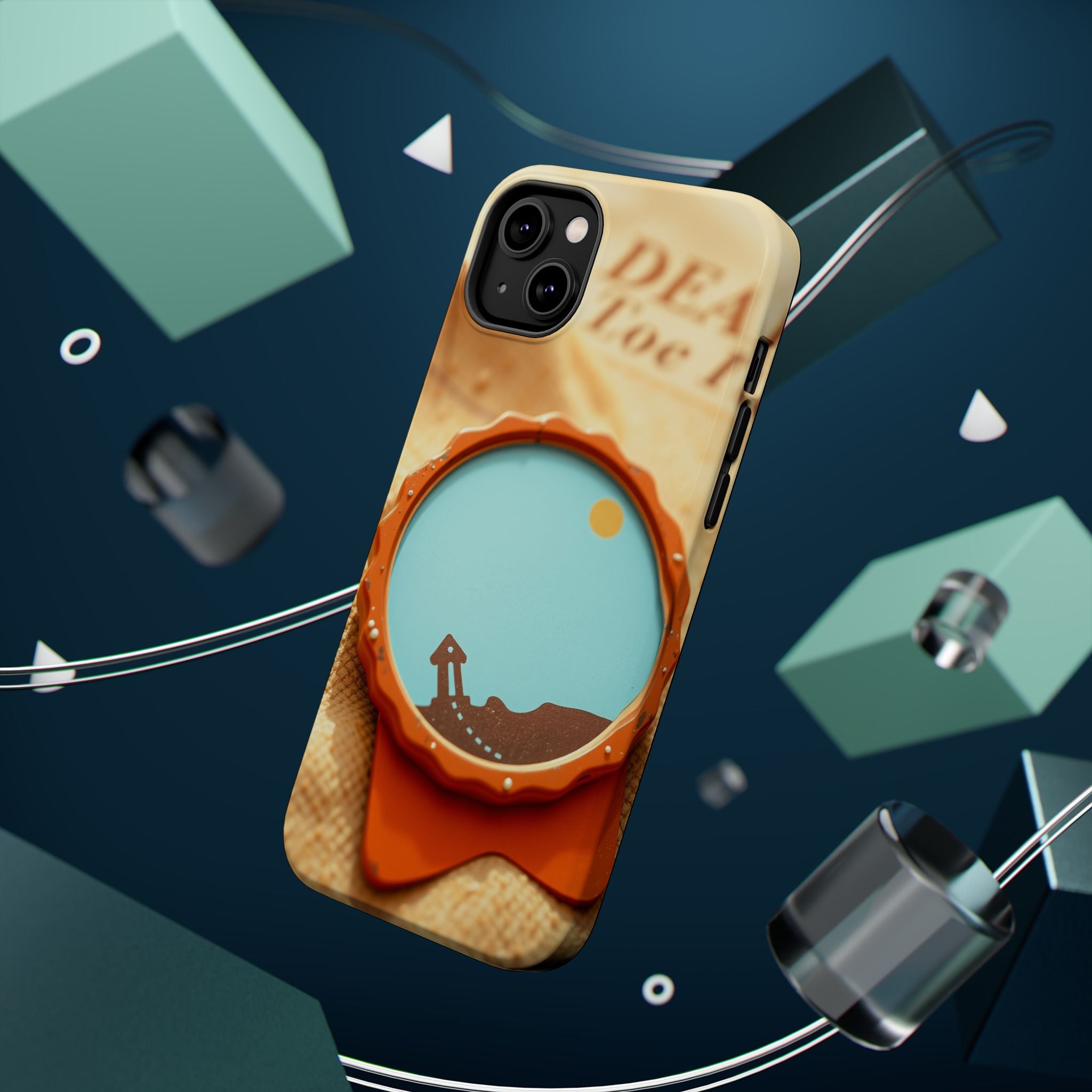 iPhone Burnt Orange And Sand Retro Travel Badge Soft Finish Everyday Case · iPho