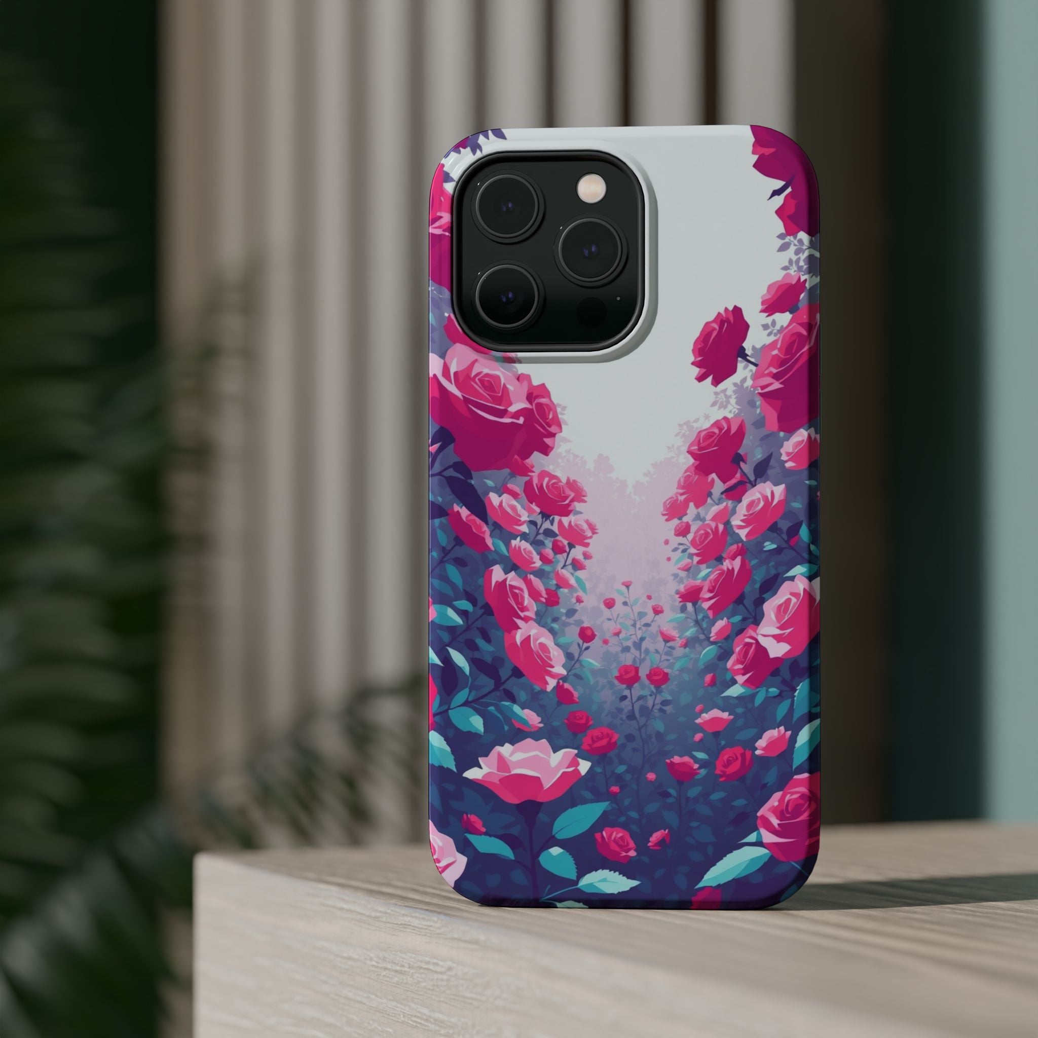 iPhone Cyan And Magenta Rose Garden Slim Everyday Designer Case · iPhone Case