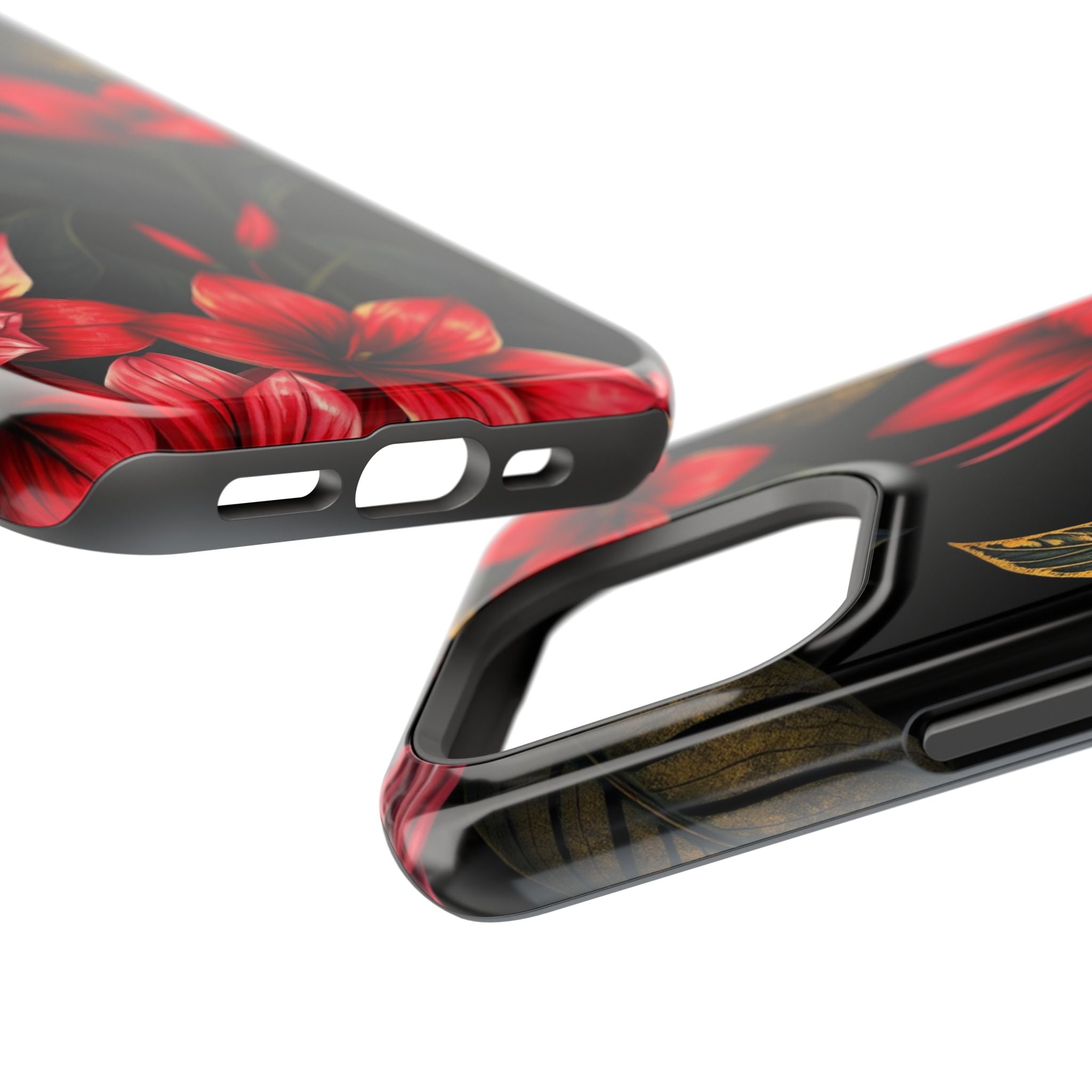 iPhone Black And Crimson Jungle Floral Slim Everyday Designer Case · iPhone Case