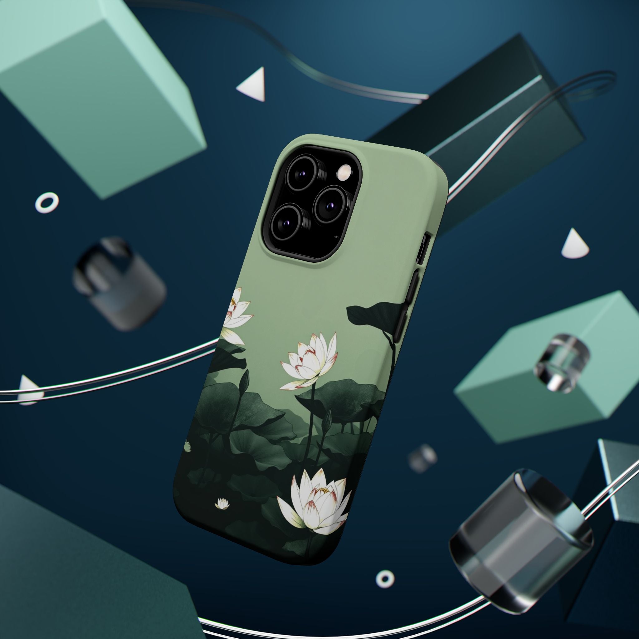 iPhone Sage And Ivory Lotus Pond Bold Modern Everyday Snap Case · iPhone Case