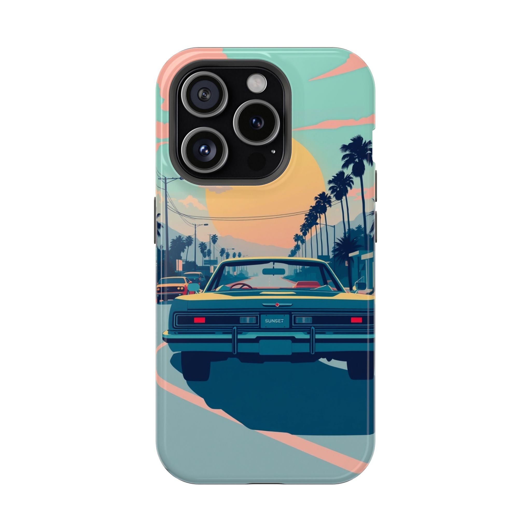 iPhone Sunset Drive 80s Pop Art Bold Slim Everyday Designer Case · iPhone Case