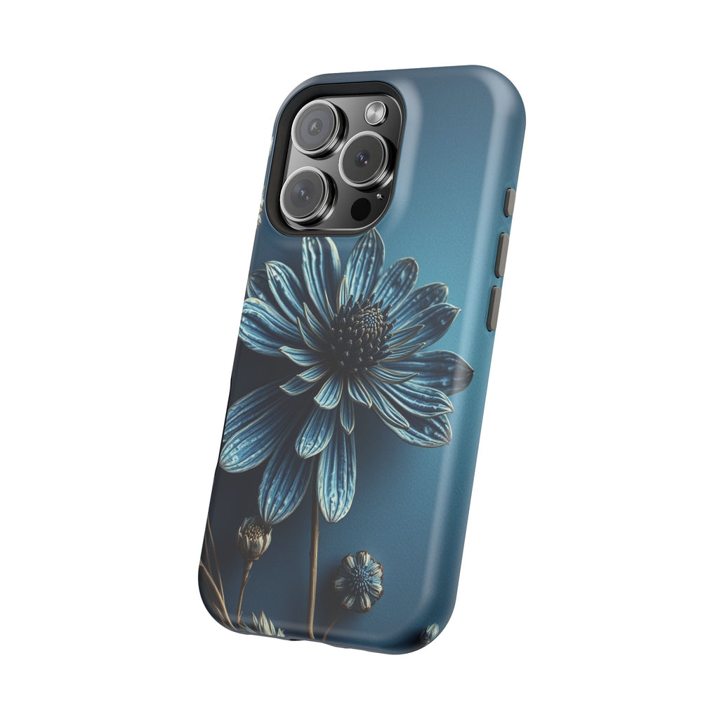 iPhone Midnight Blue And Silver Dried Flower Flat Lay iPhone 15 · iPhone Case