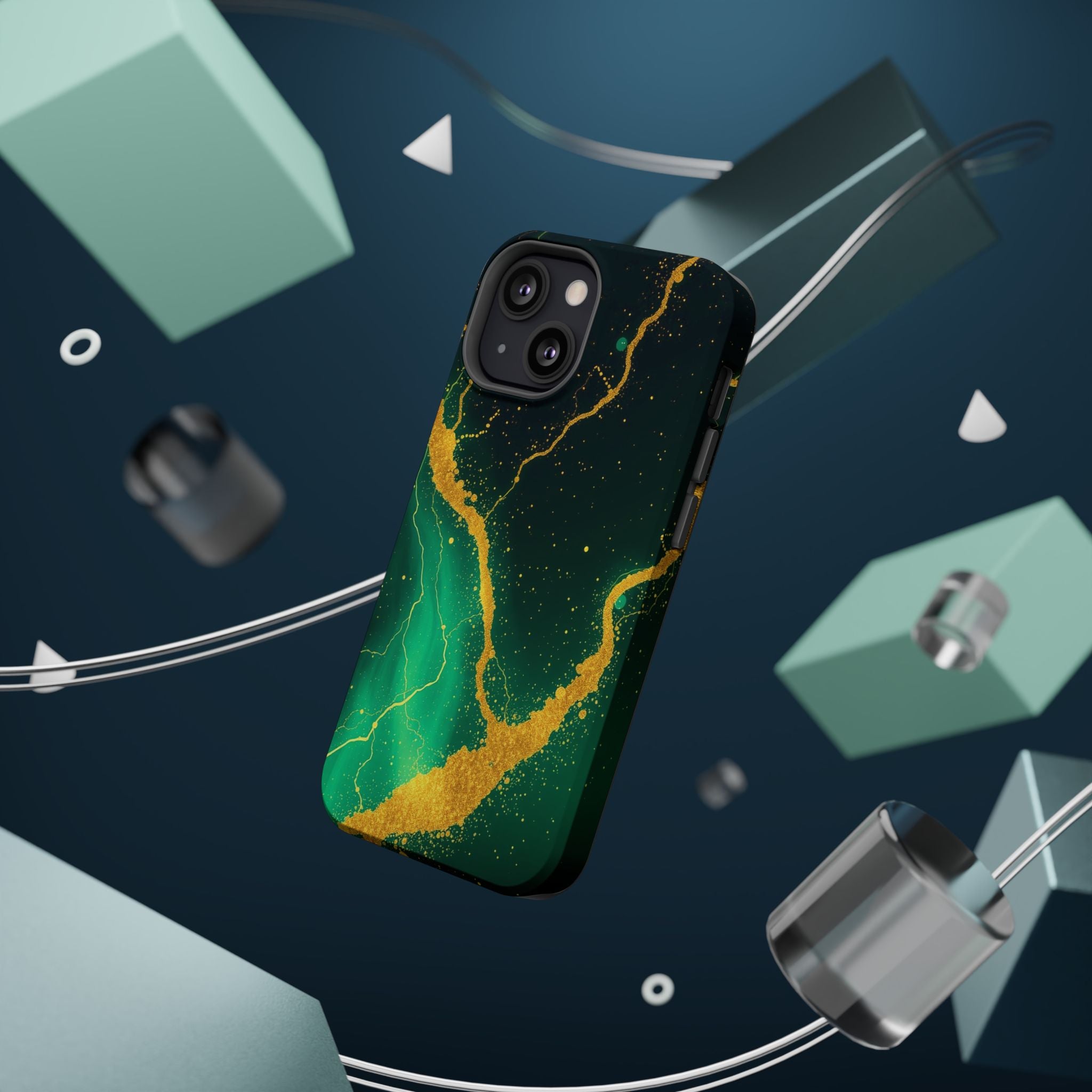 iPhone Emerald Green And Gold Petal Storm Slim iPhone Everyday Designer · iPhone