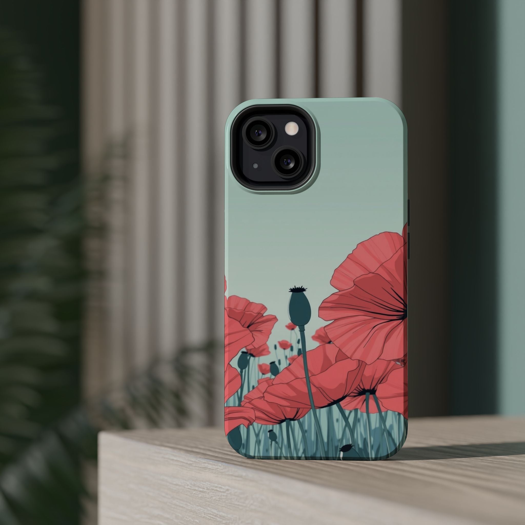 iPhone Mint And Blush Poppy Field Bold Modern Everyday Snap Case · iPhone Case