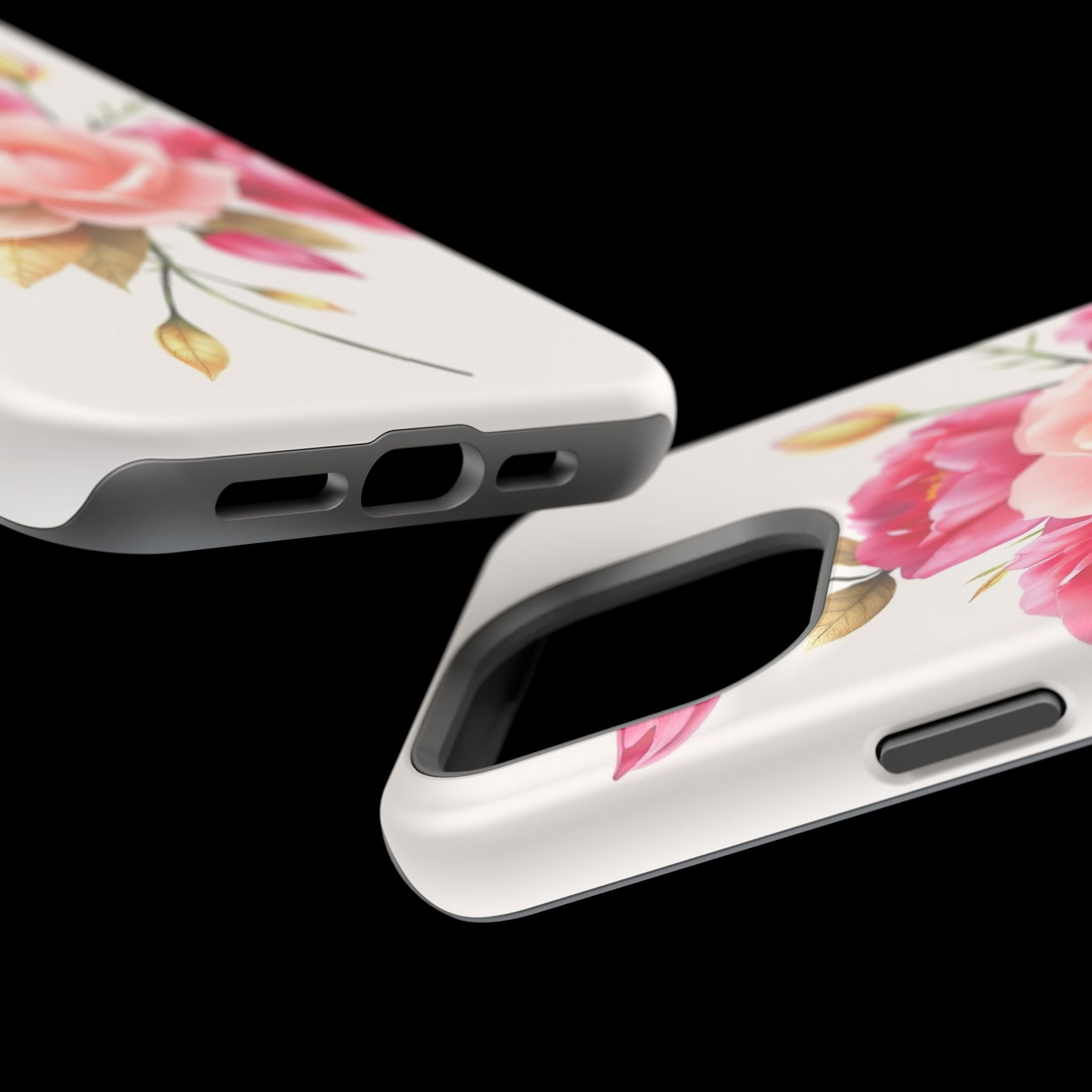 iPhone Rose Pink And Cream Neon Floral Slim Everyday Designer Case · iPhone Case