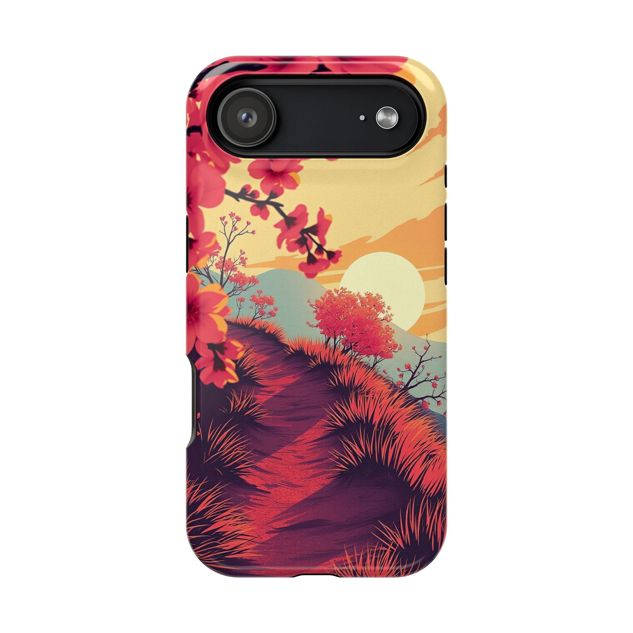 iPhone Sunset Amber And Peach Blossom Trail Soft iPhone 15 Finish · iPhone Case