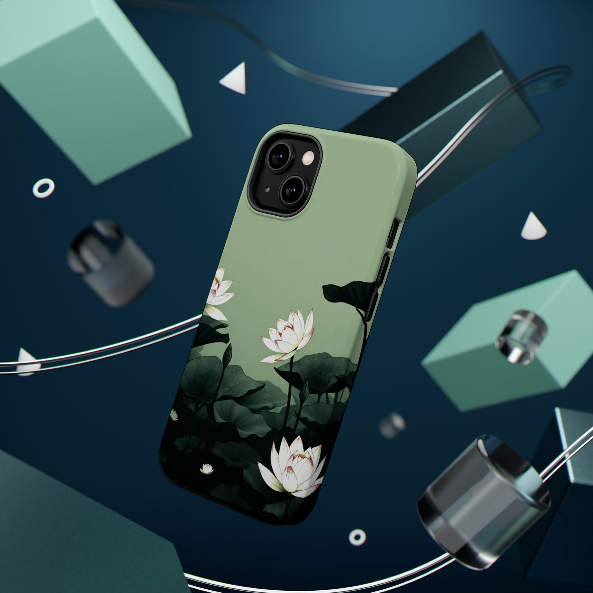 iPhone Sage And Ivory Lotus Pond Bold Modern Everyday Snap Case · iPhone Case