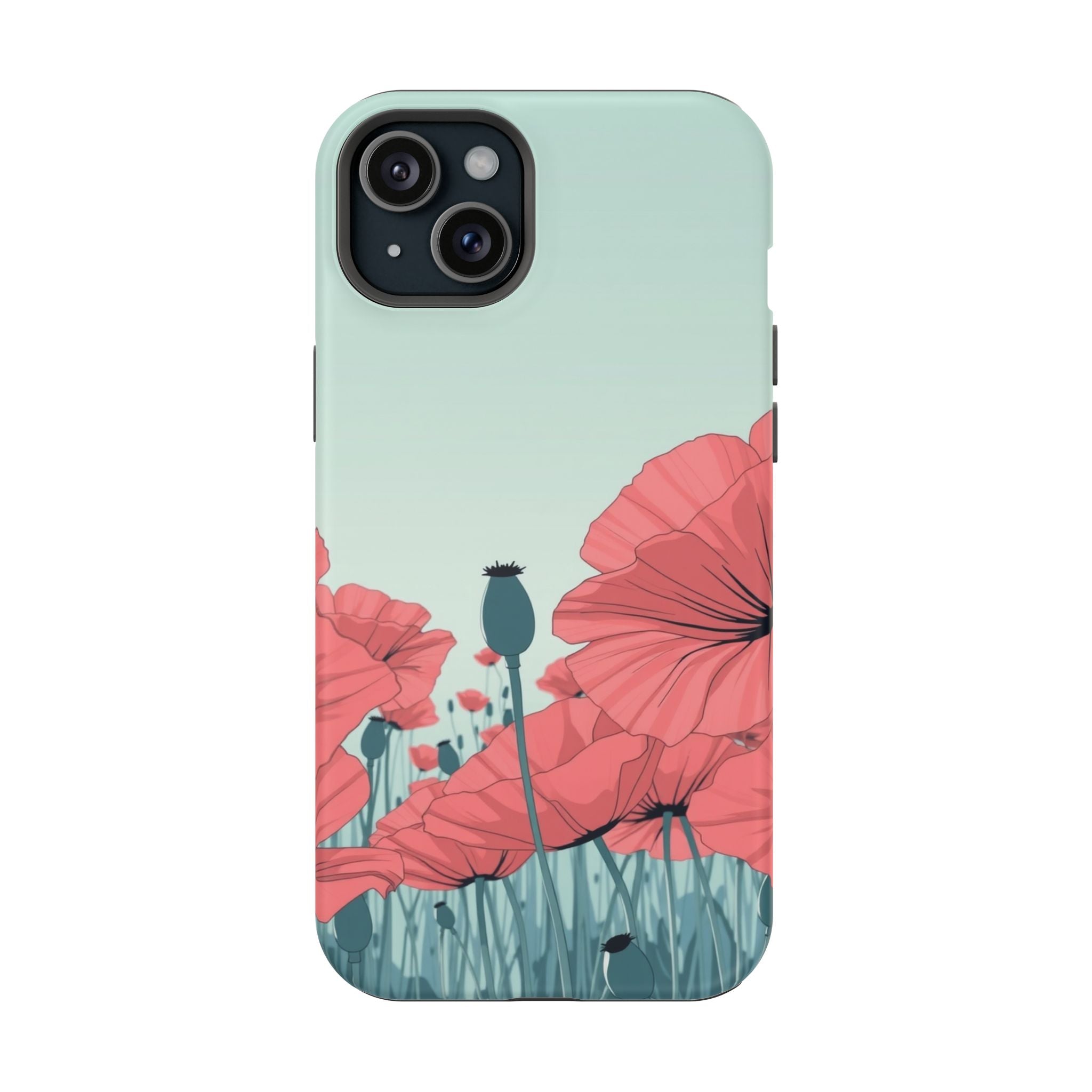 iPhone Mint And Blush Poppy Field Bold Modern Everyday Snap Case · iPhone Case