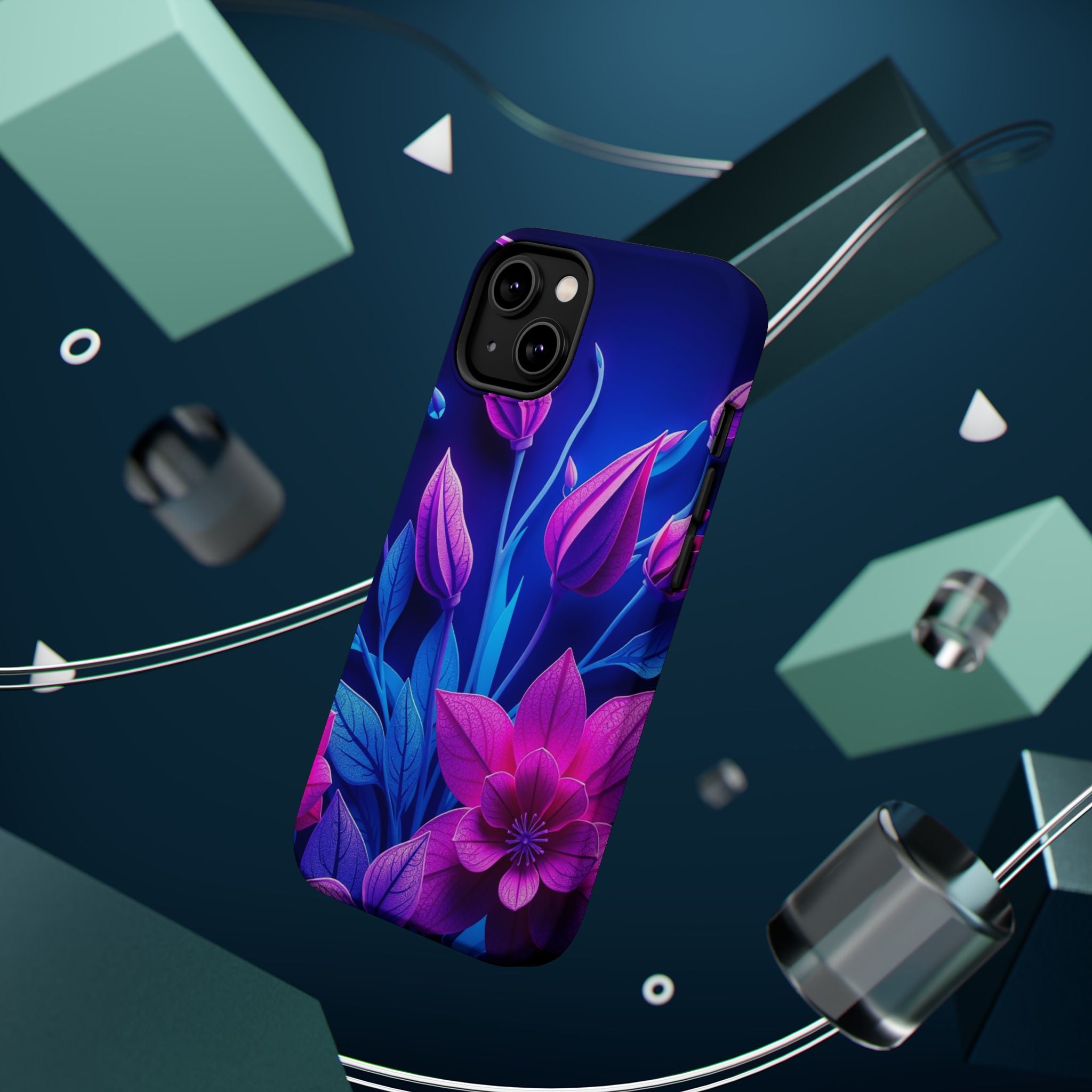iPhone Neon Floral Paper Cut Art Bold Modern Everyday Snap Case · iPhone Case
