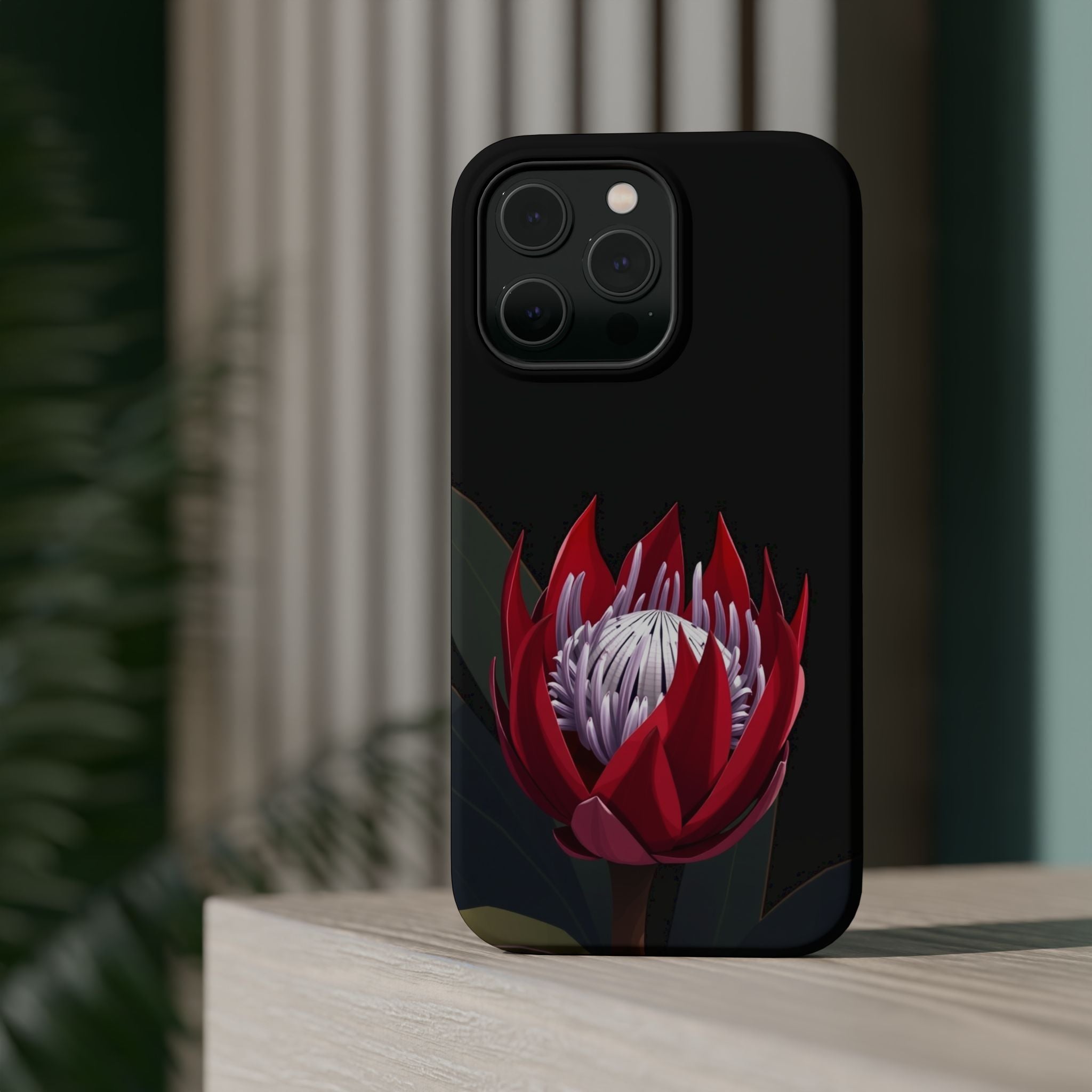 iPhone Black And Crimson Protea Bold Slim Everyday Designer Case · iPhone Case