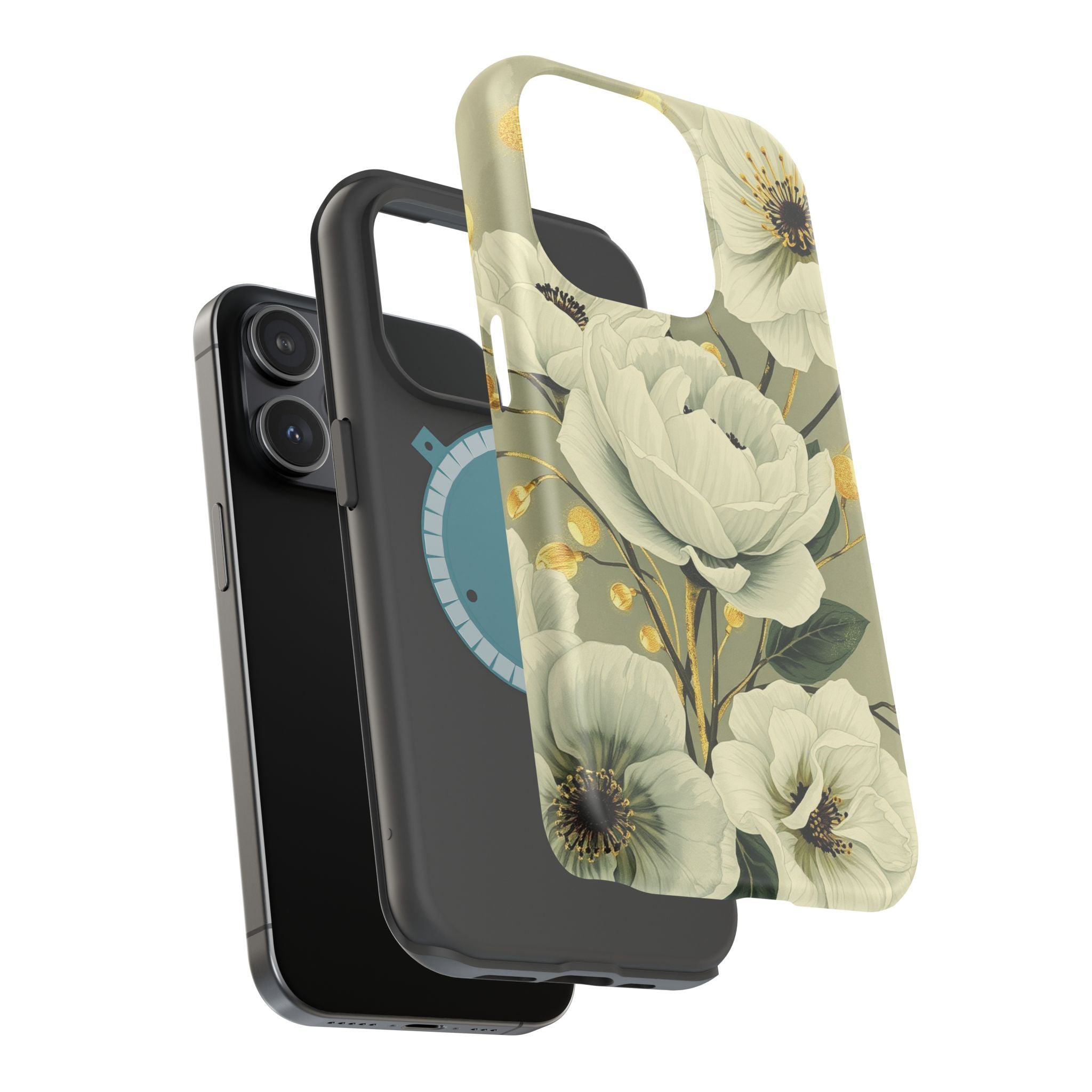 iPhone Sage And Ivory Floral Ink Wash Slim Everyday iPhone 14 Designer · iPhone