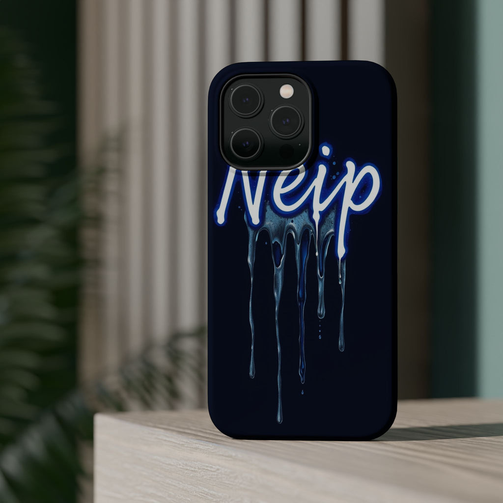 iPhone Midnight Blue And Silver Neon Drip Slim iPhone Everyday Designer · iPhone