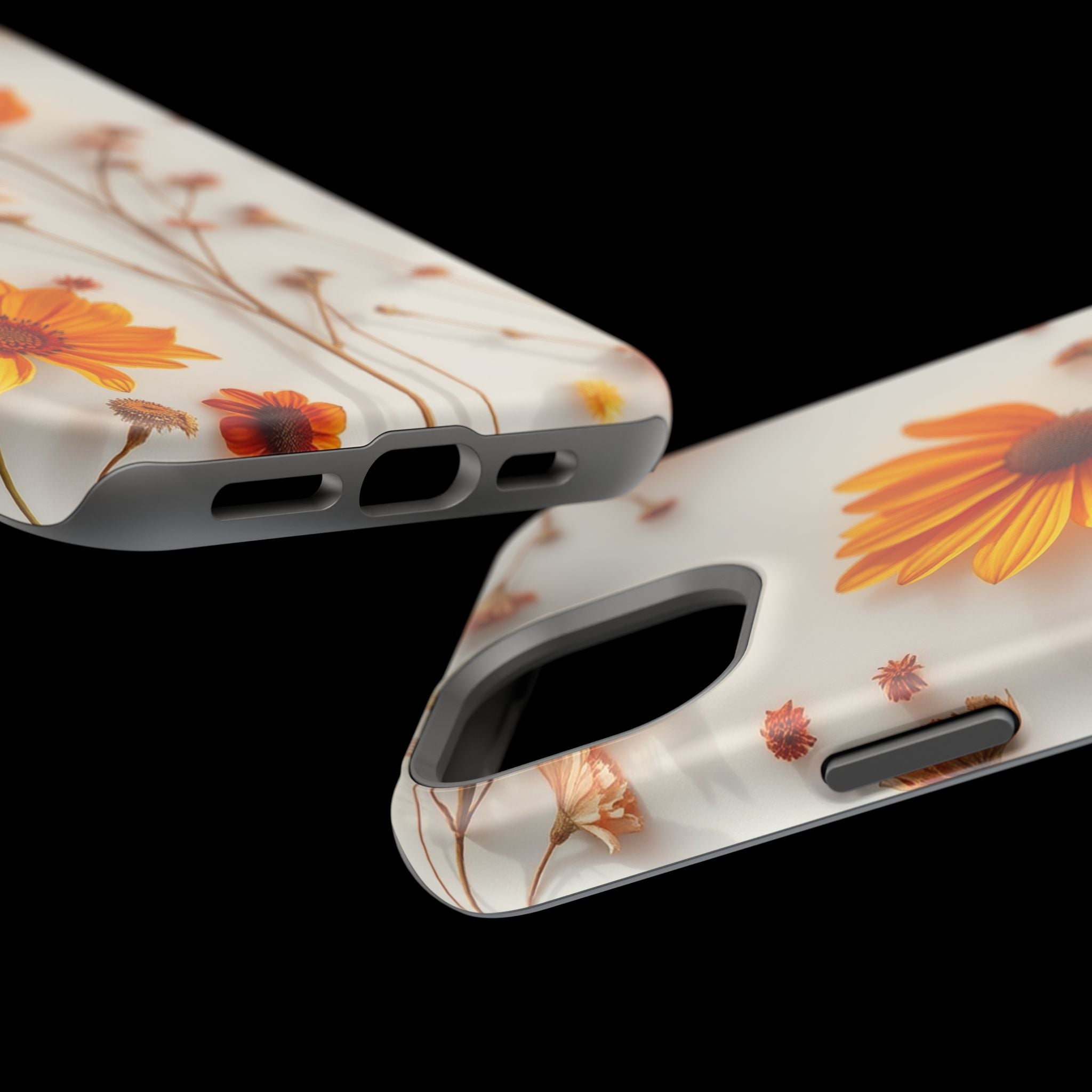 iPhone Mustard And Rust Dried Flower Flat Lay Carry Case Slim Snap Case · iPhone