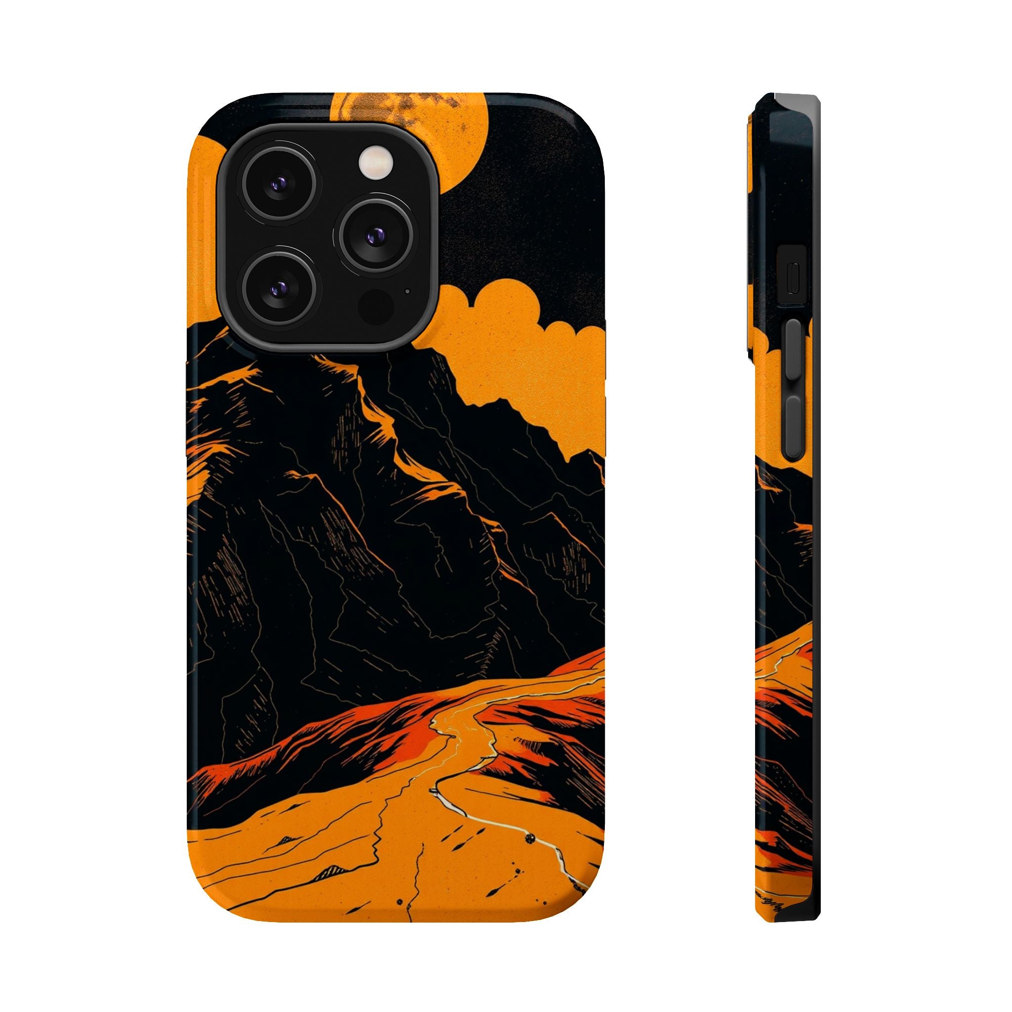 iPhone Mustard And Rust Topographic Lines Slim iPhone Everyday Designer · iPhone