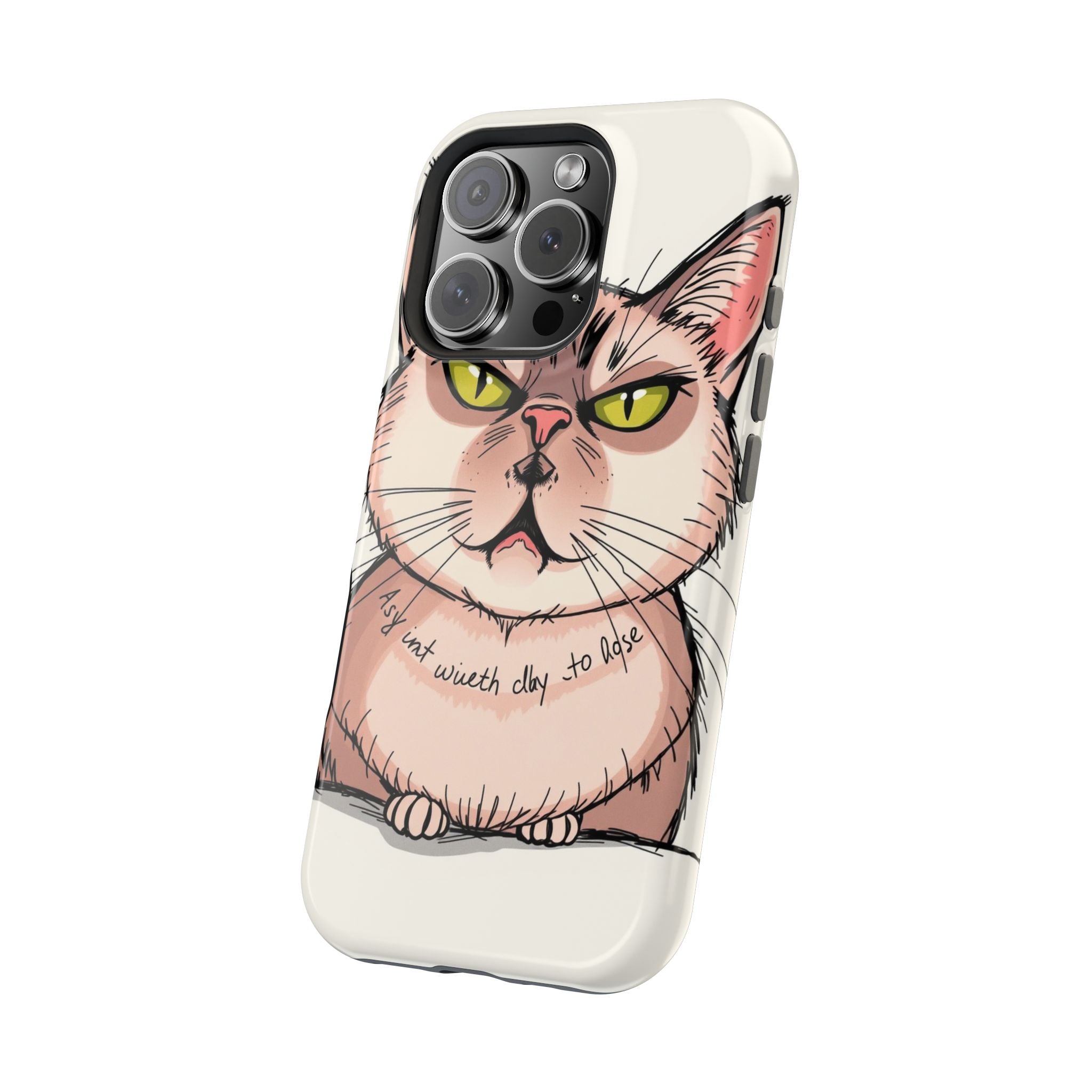 iPhone Sarcastic Cat Verdict Hand-Drawn Sketch Soft Finish Everyday Case · iPhon