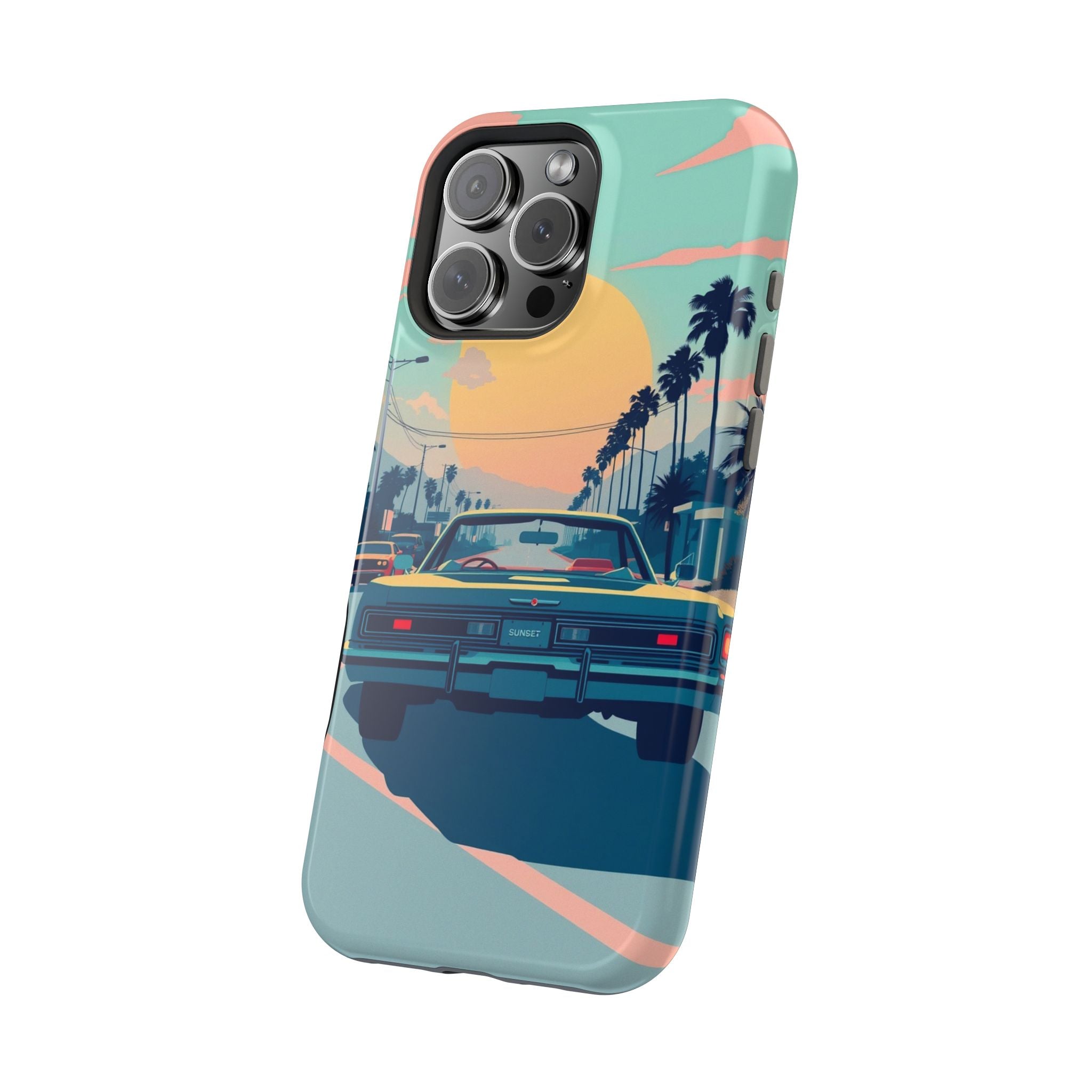 iPhone Sunset Drive 80s Pop Art Bold Slim Everyday Designer Case · iPhone Case