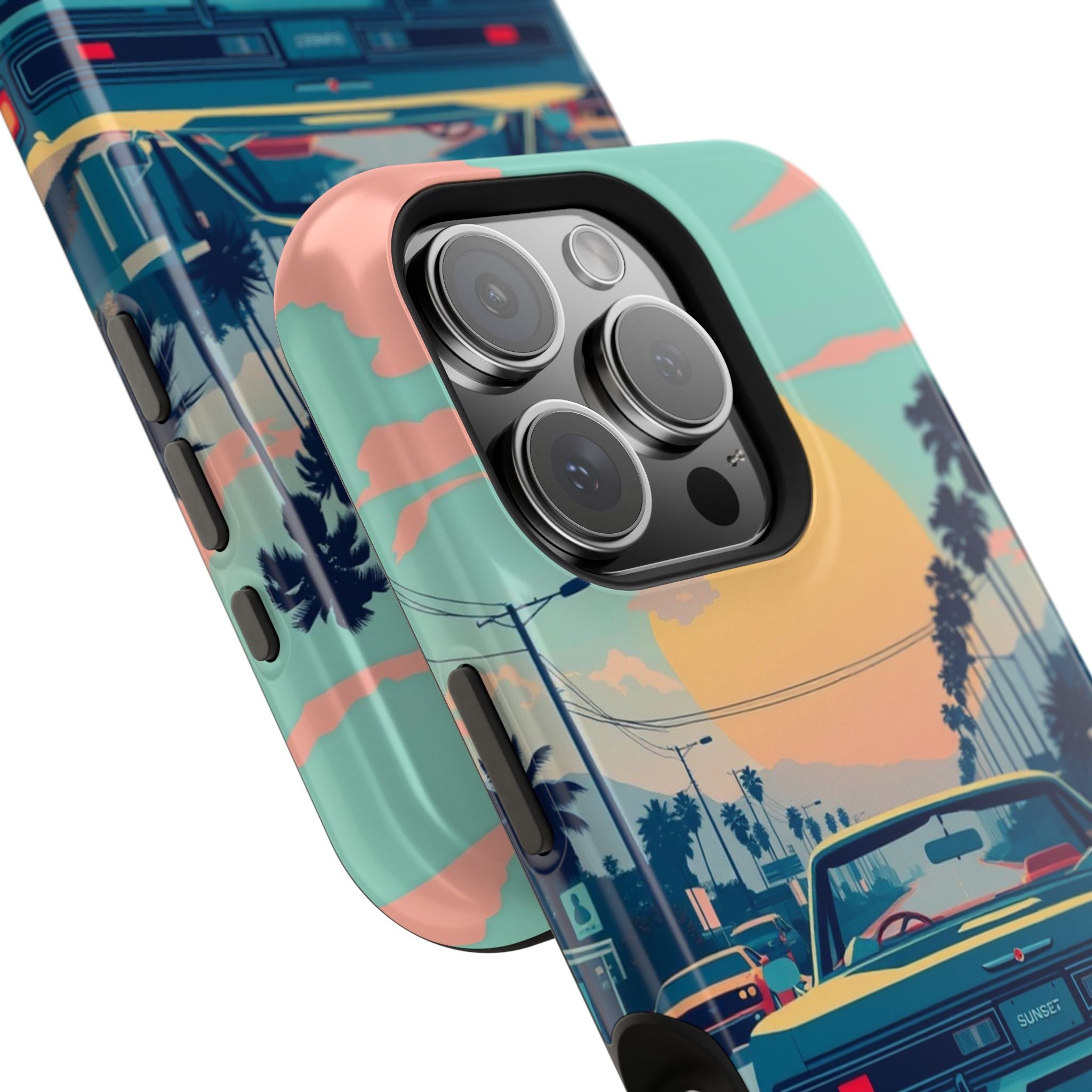 iPhone Sunset Drive 80s Pop Art Bold Slim Everyday Designer Case · iPhone Case