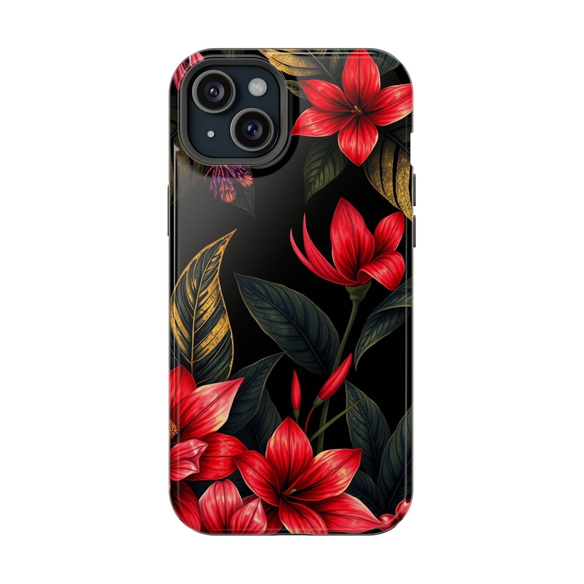 iPhone Black And Crimson Jungle Floral Slim Everyday Designer Case · iPhone Case