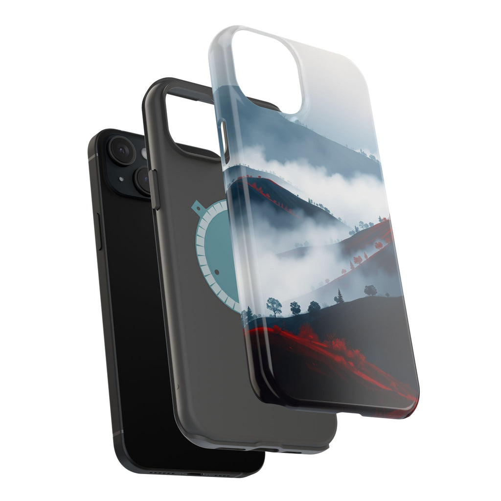 iPhone Black And Crimson Fog Rolling Over Hills Soft iPhone Finish · iPhone Case