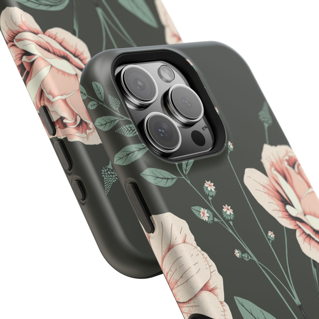 iPhone Mint And Blush Vintage Botanical Print Slim Everyday Designer Case · iPho