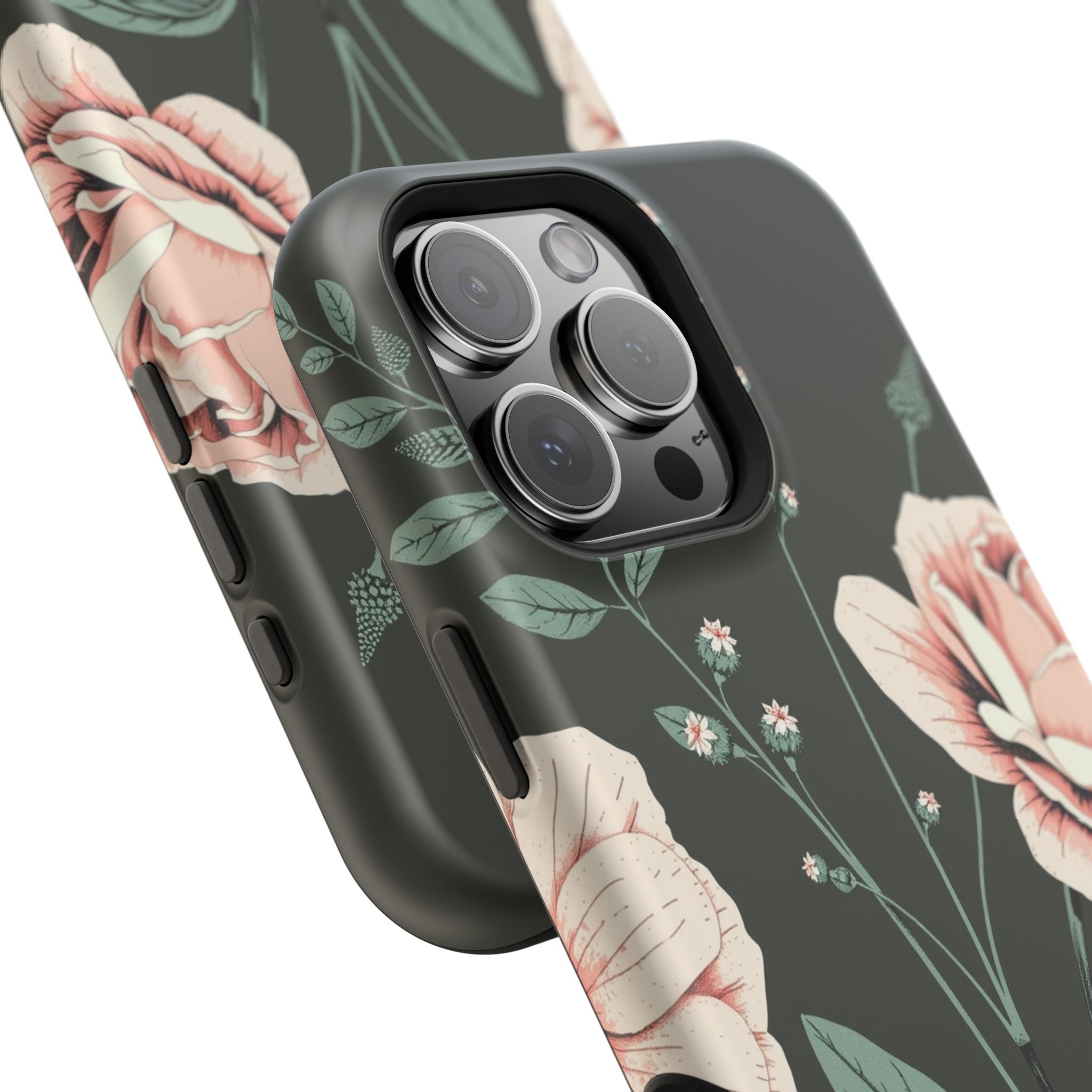iPhone Mint And Blush Vintage Botanical Print Slim Everyday Designer Case · iPho