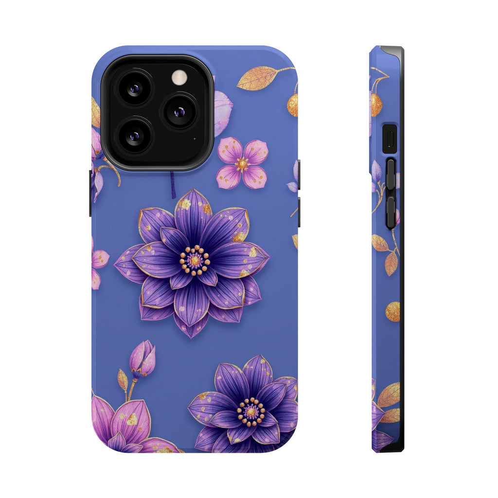 iPhone Indigo And Violet Floral Gold Foil Slim iPhone Everyday Designer · iPhone