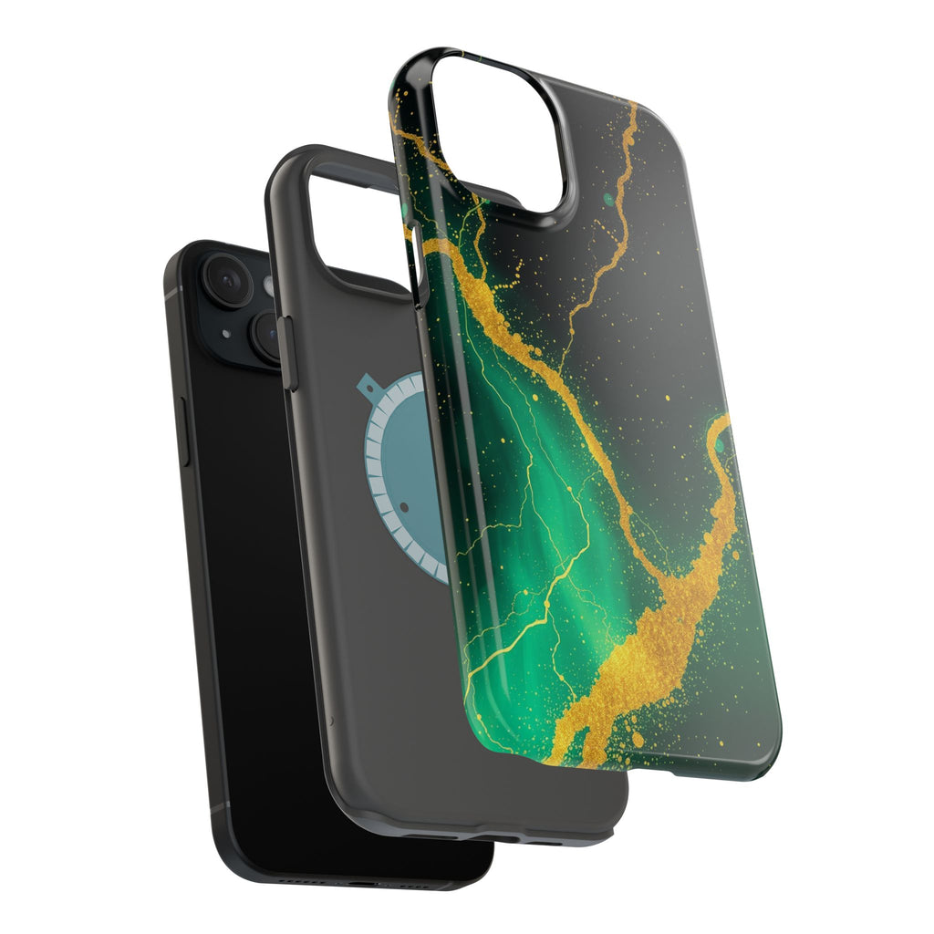iPhone Emerald Green And Gold Petal Storm Slim iPhone Everyday Designer · iPhone